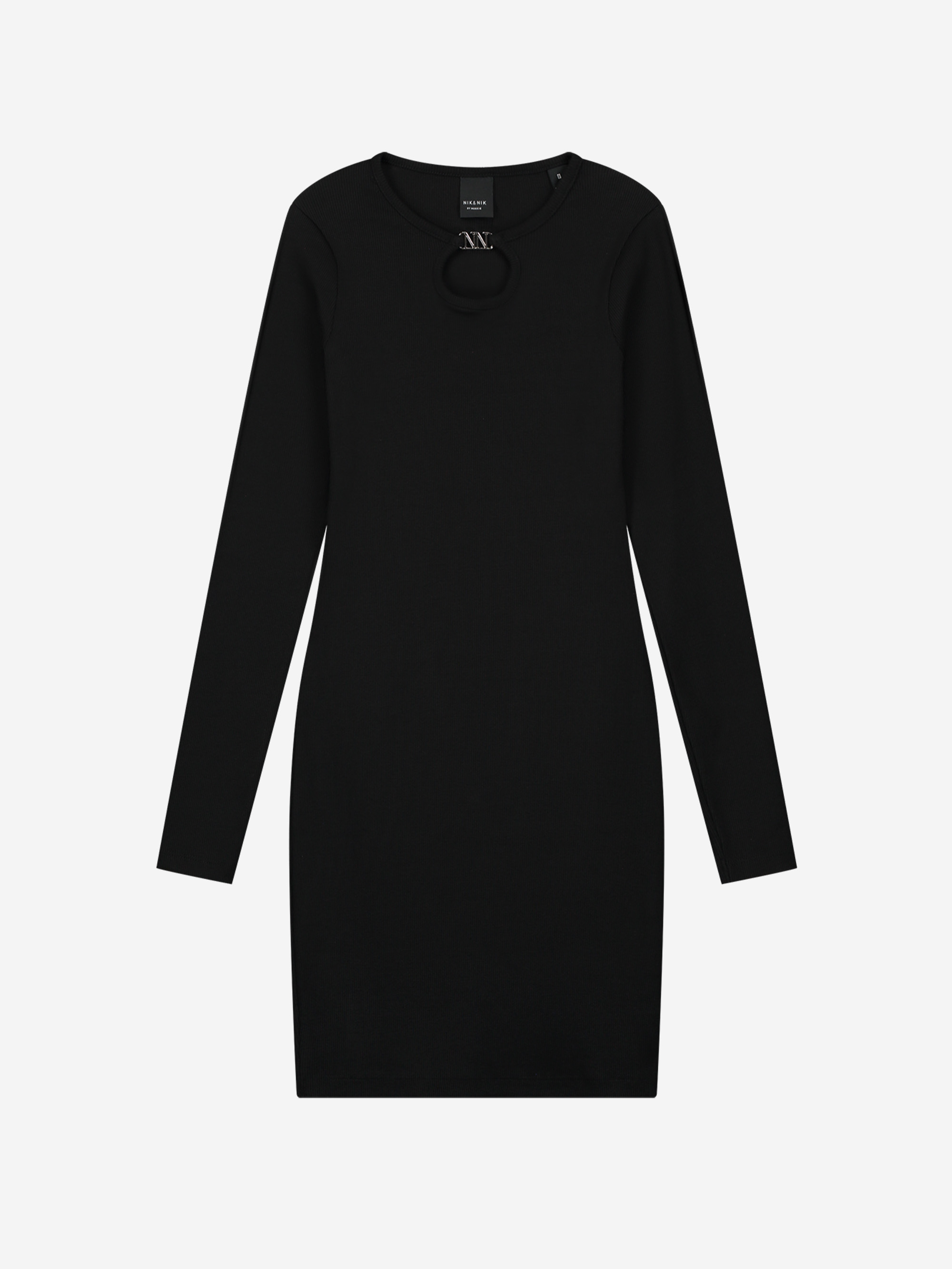 Geribbelde jurk met open detail