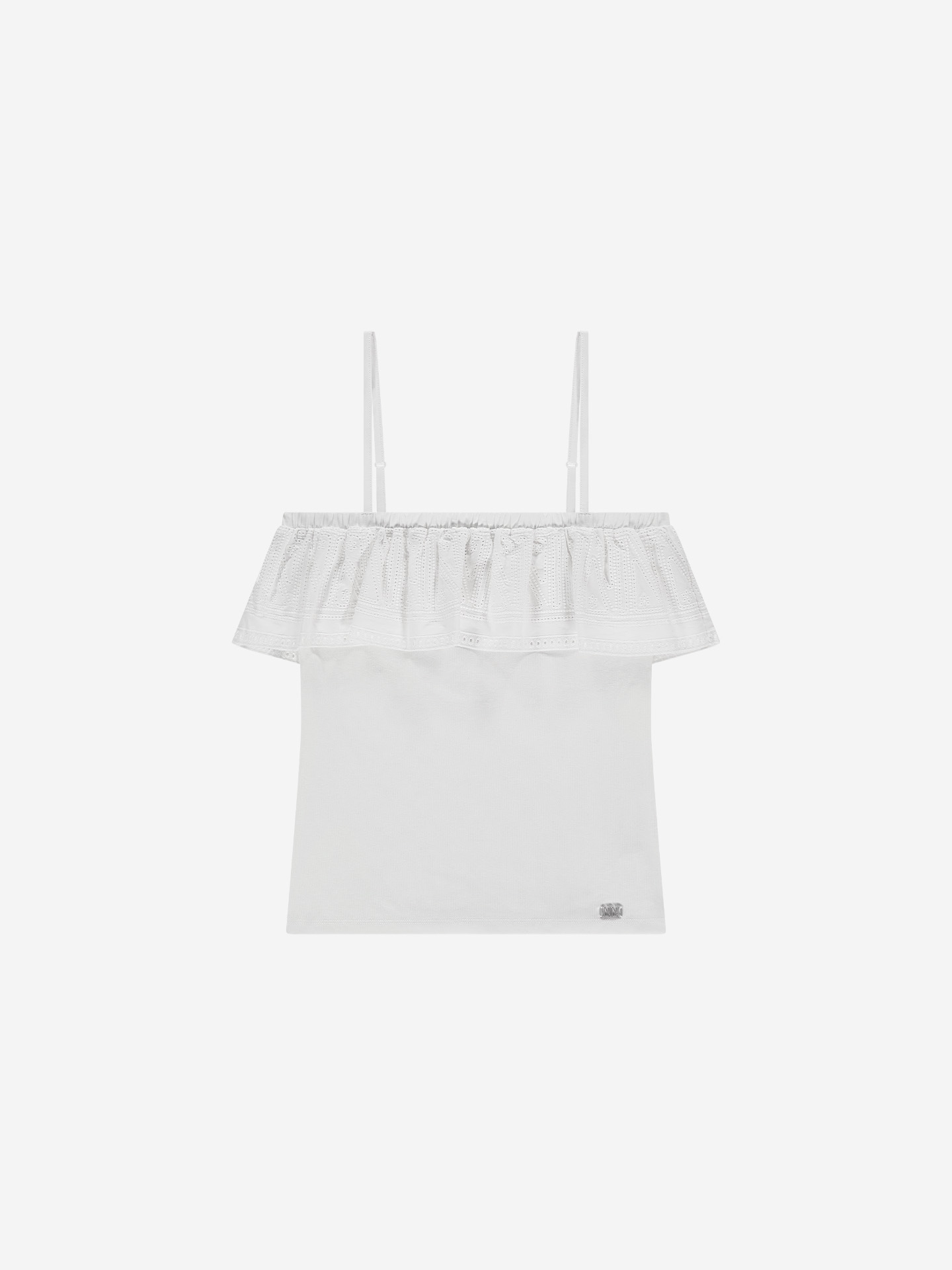 Top with flounce and embroidery
