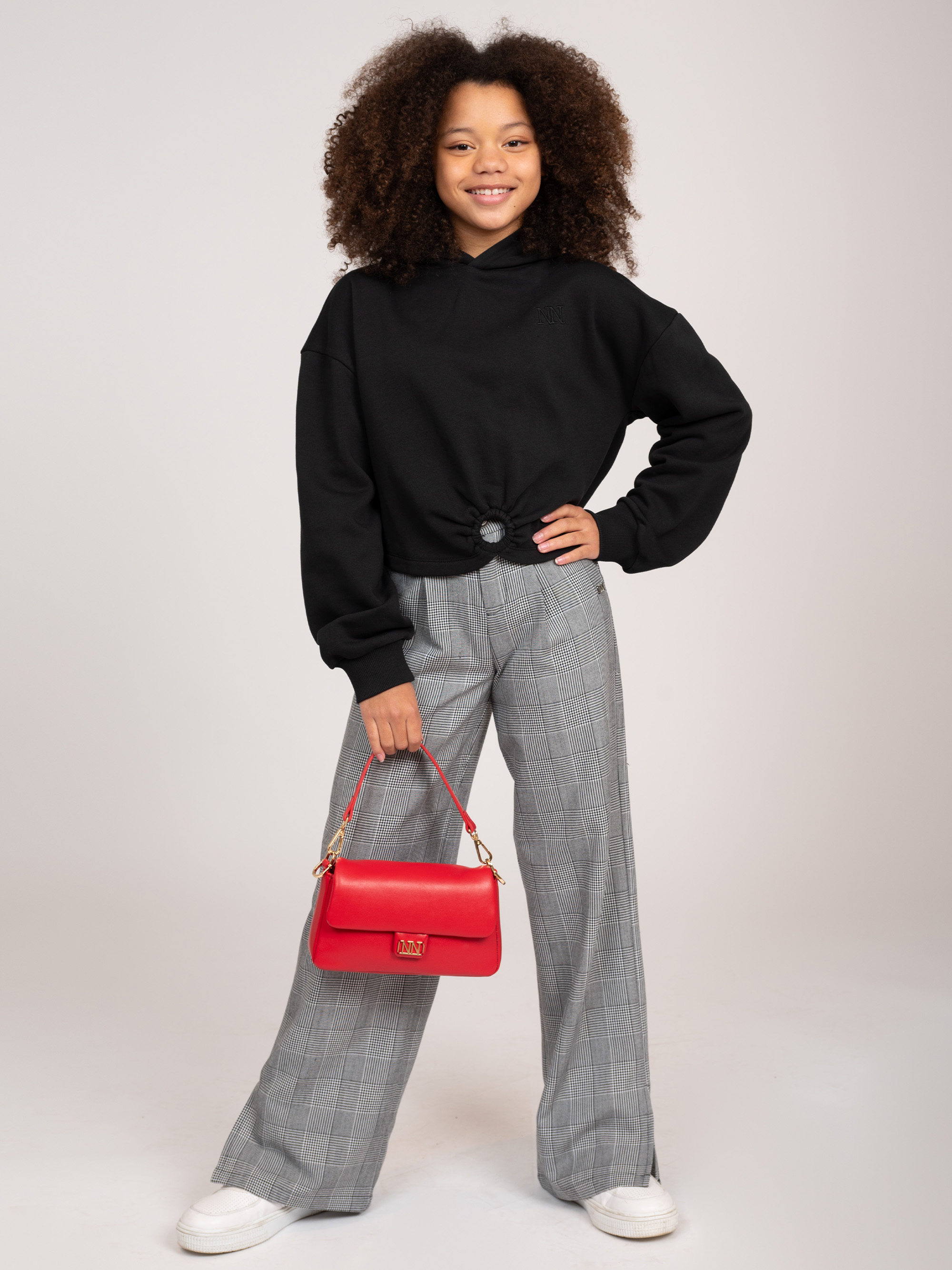 Geruite pantalon met split