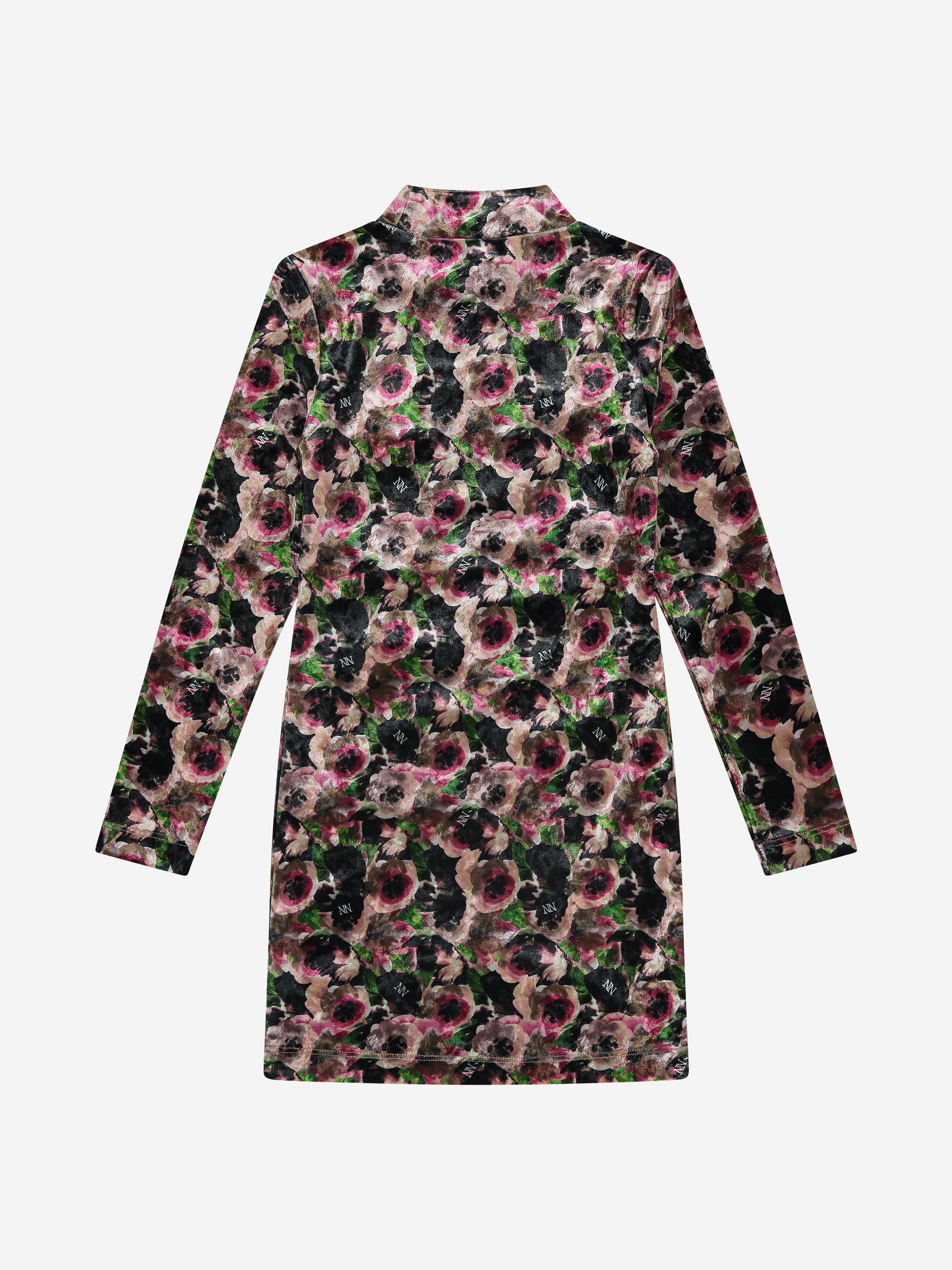 Aansluitende velvet jurk met bloemenprint