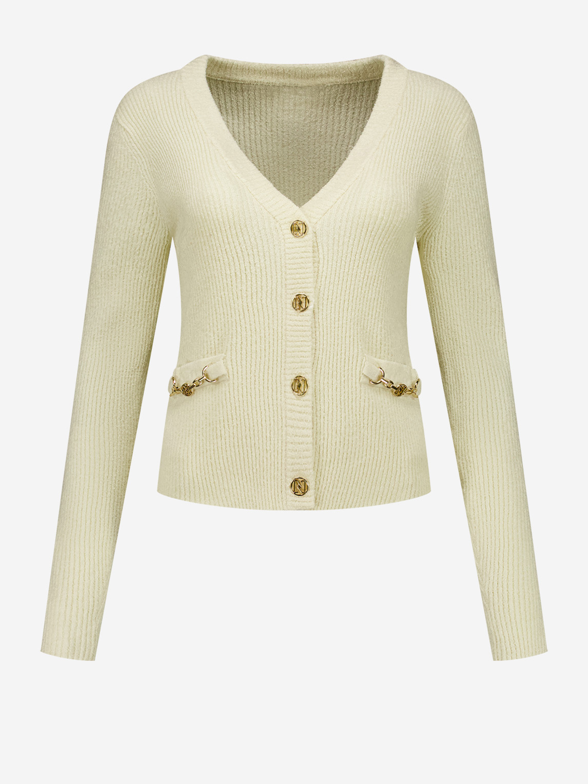 Vest met N-logo knopen en ketting detail