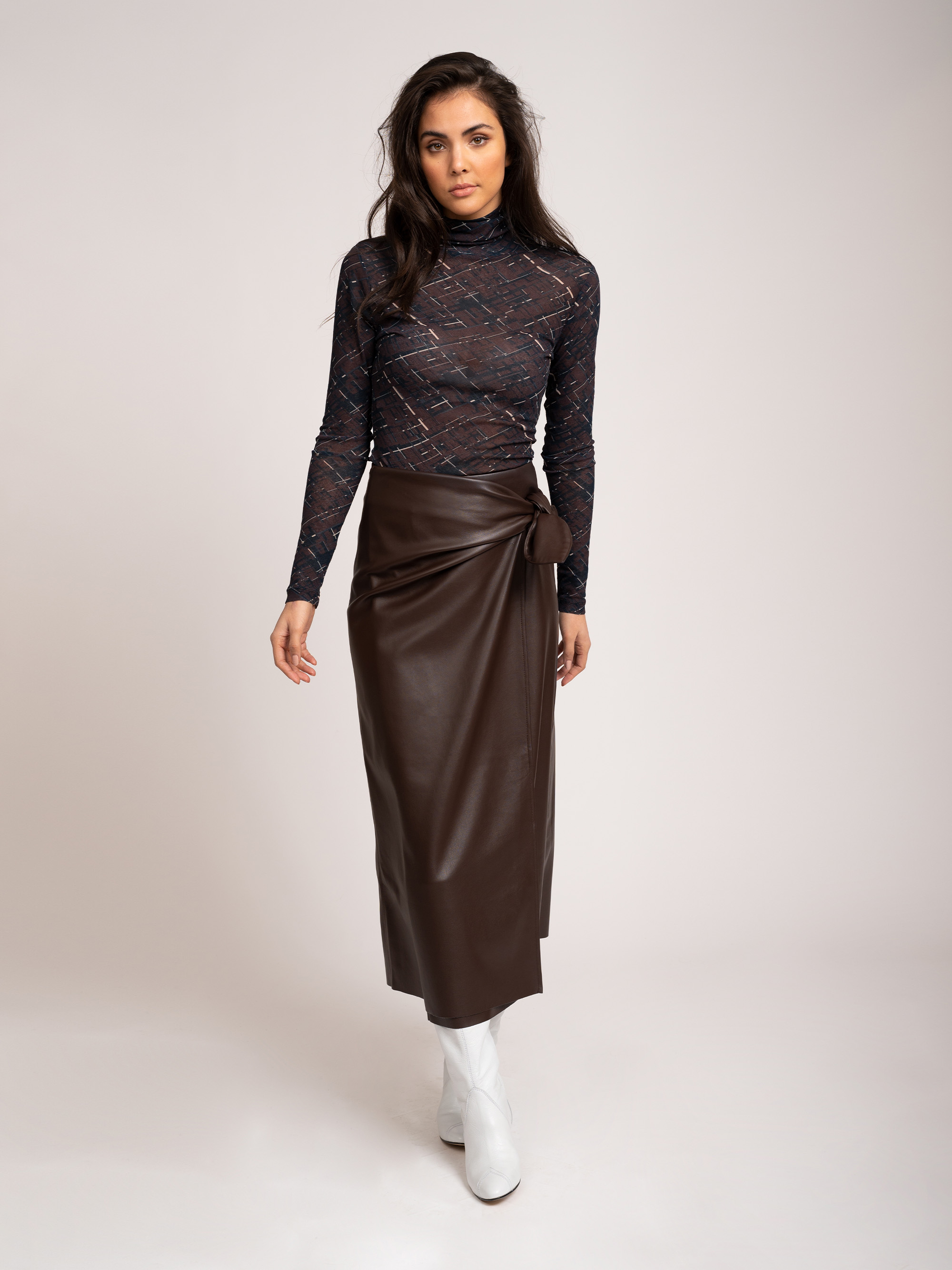 Vegan Leather wrap skirt