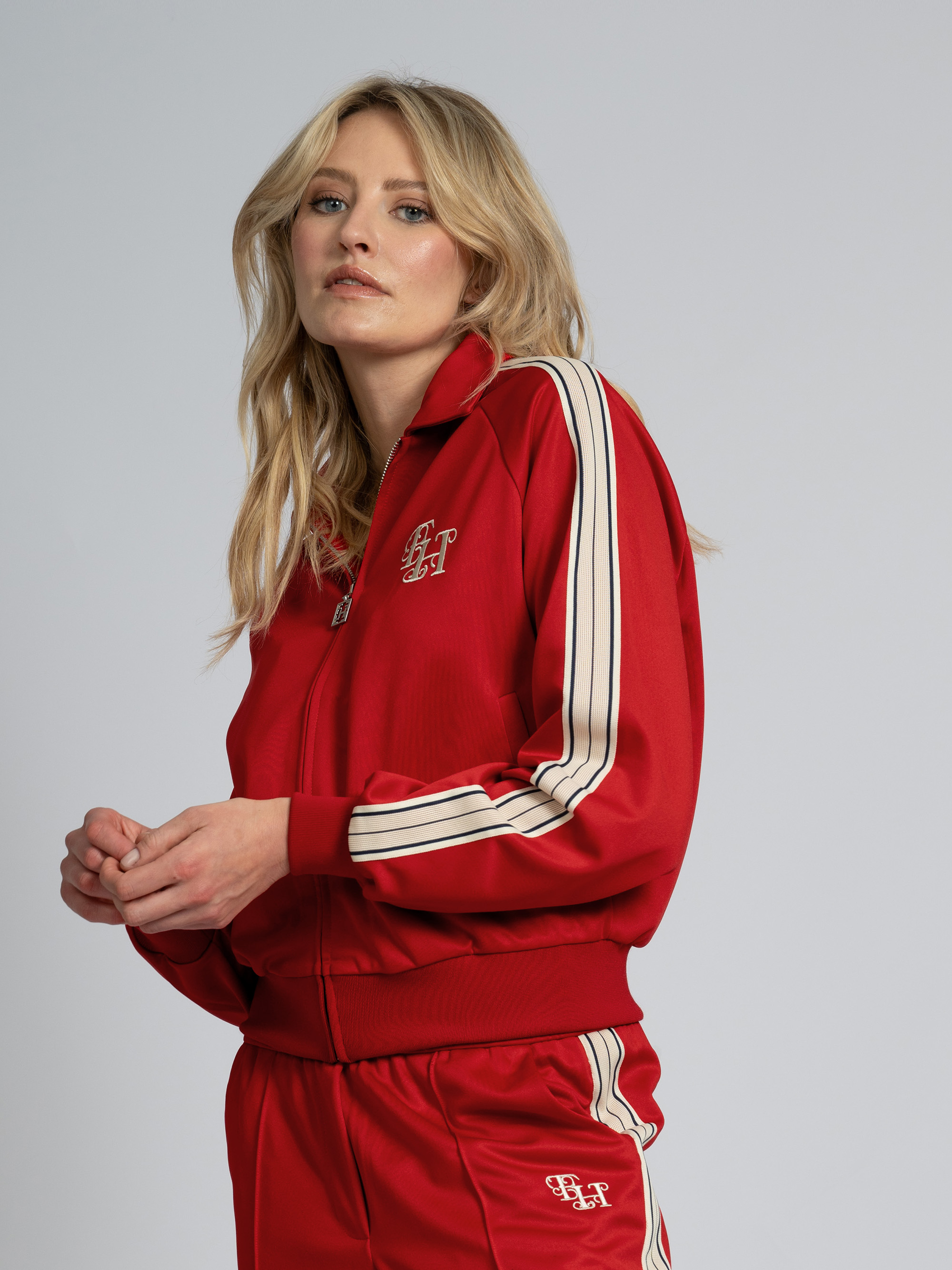Track jacket met FH logo en biezen