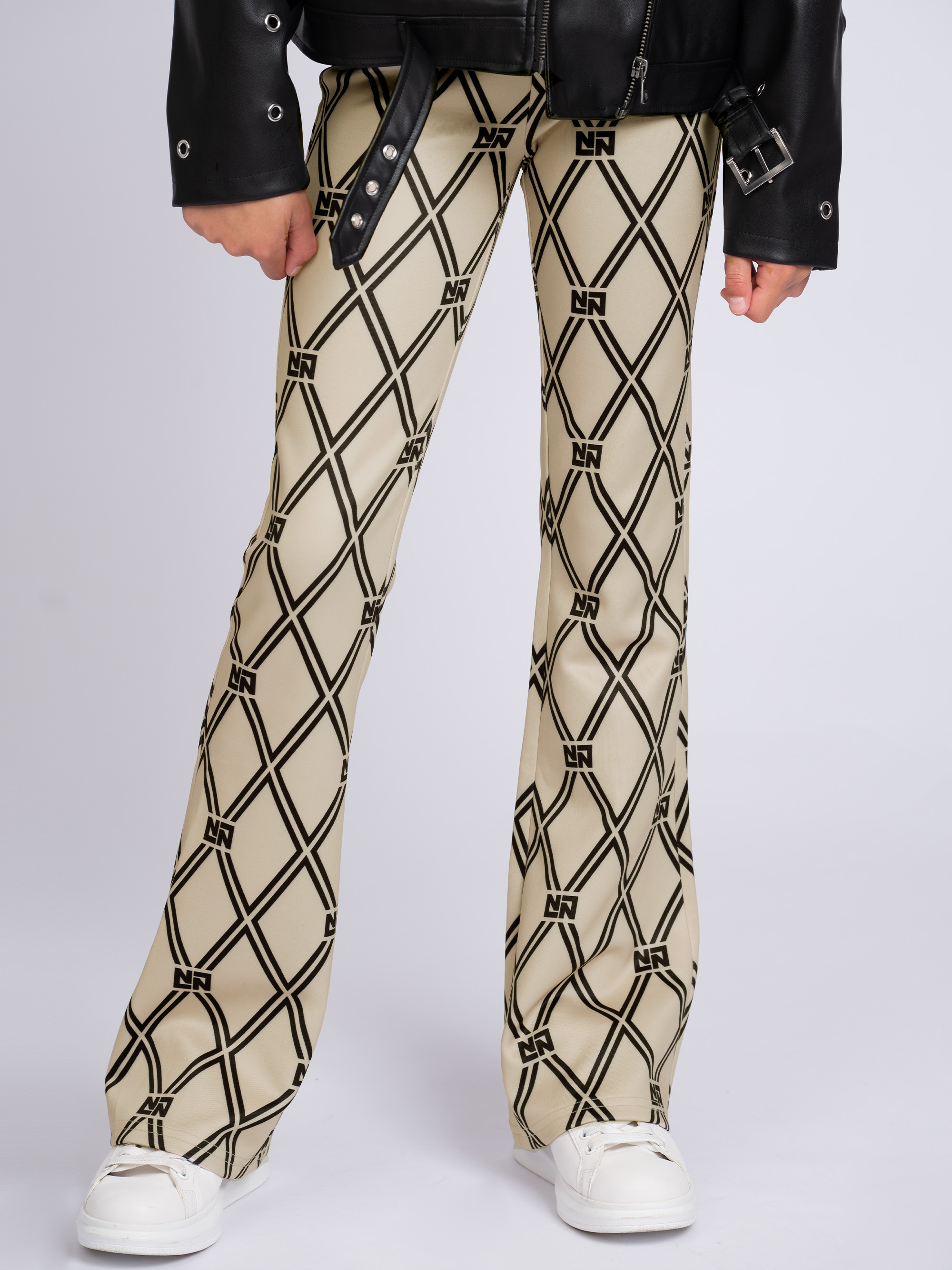 Flared pants with N&N logo pattern