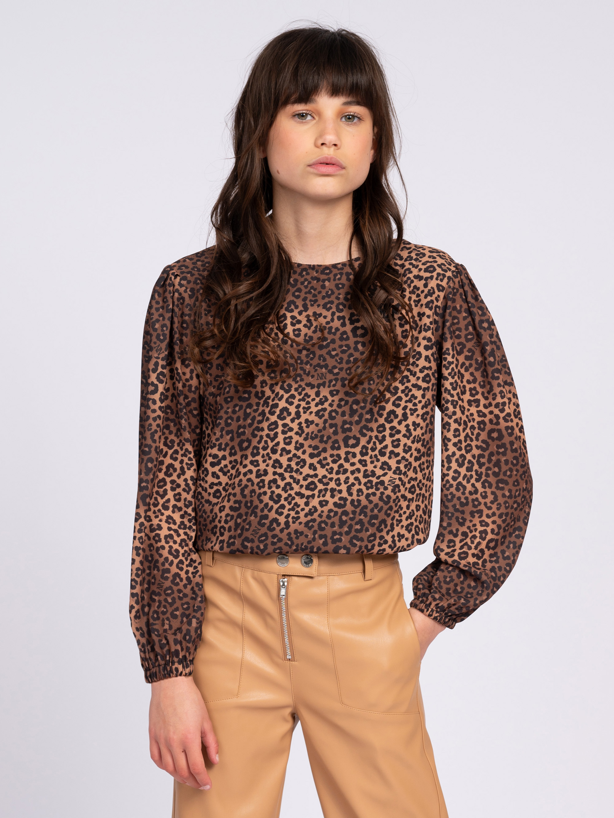 Wijdvallende blouse met panterprint