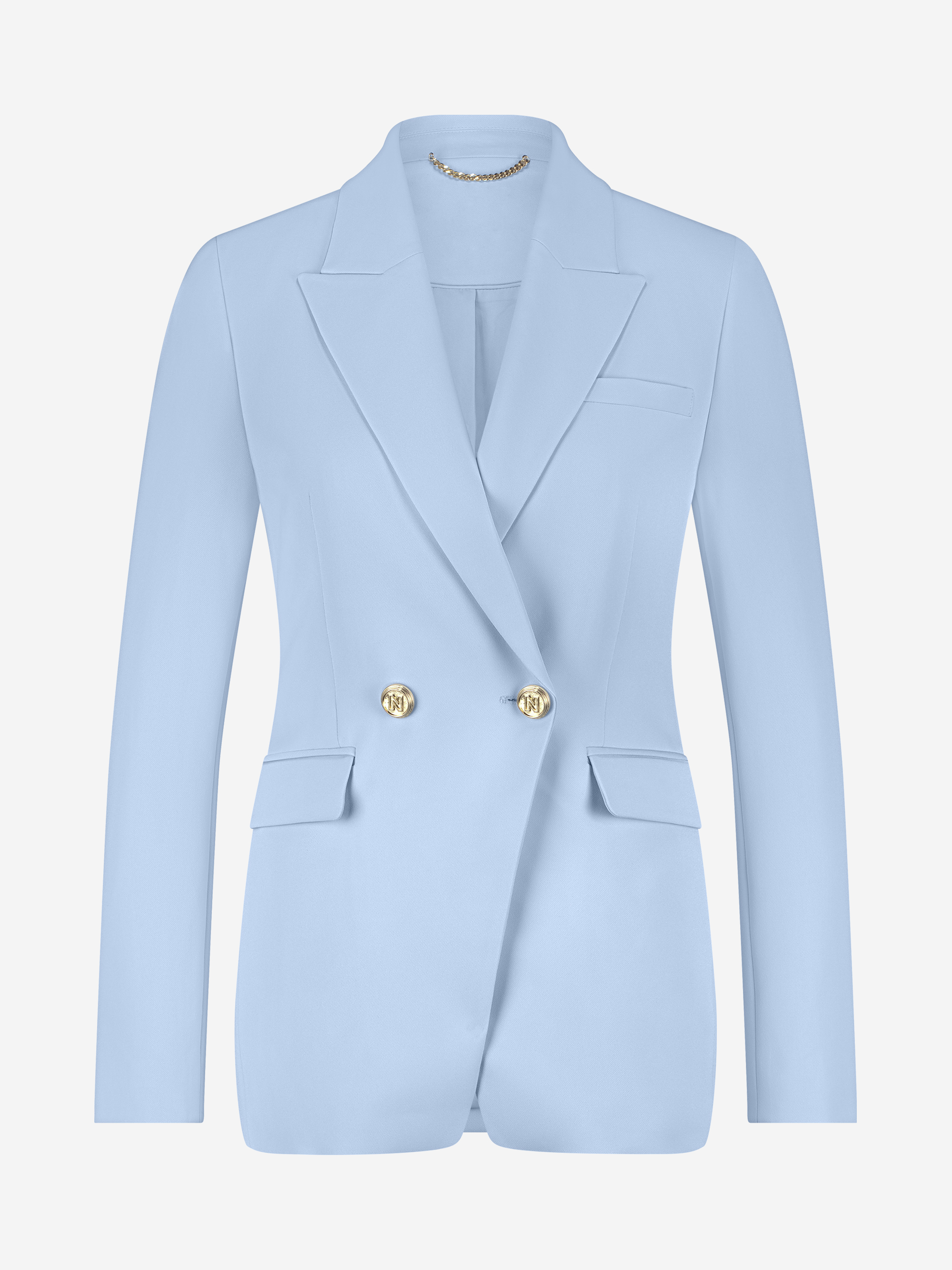 Fitted double-breasted blazer with N-buttons
