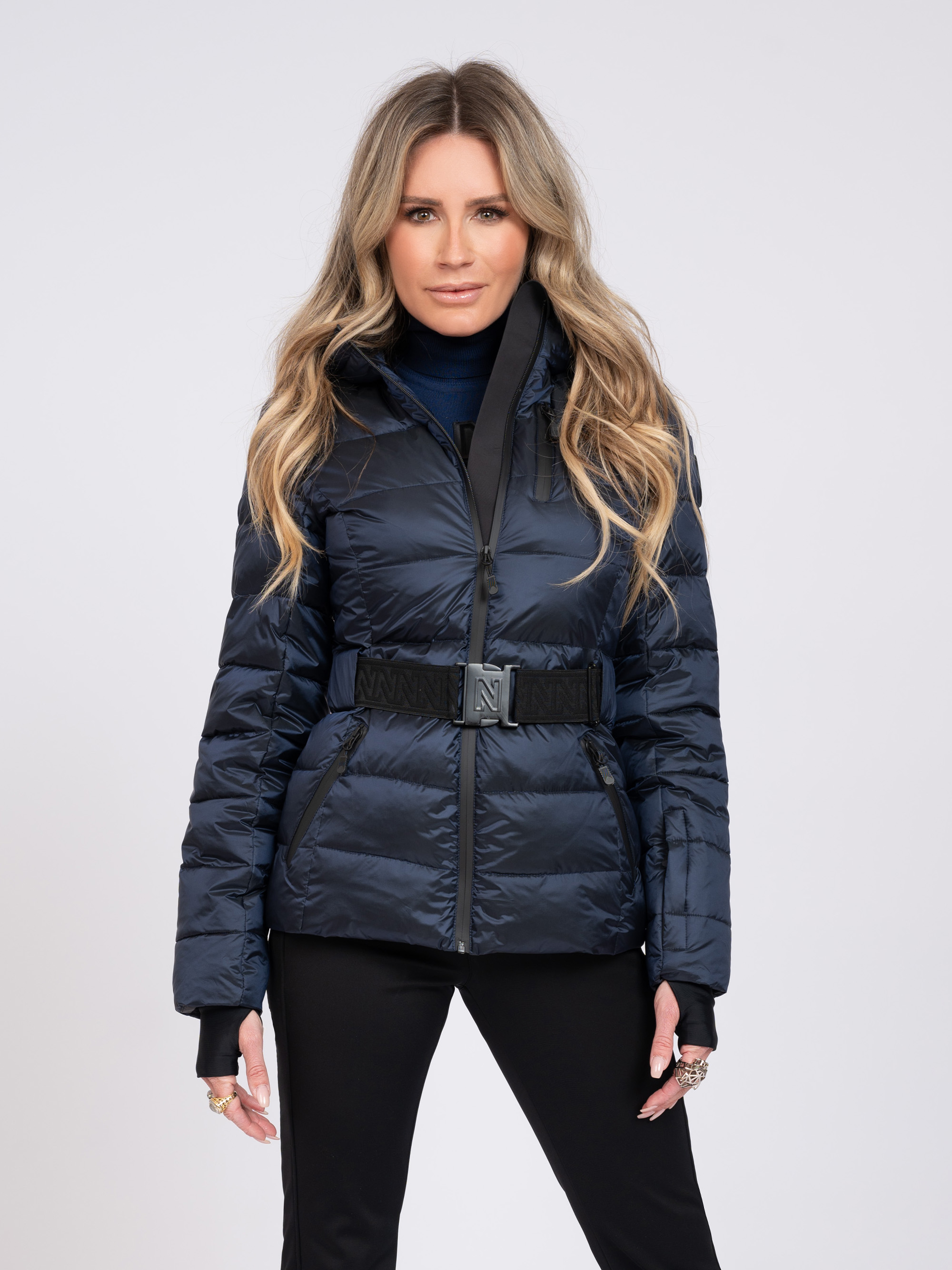 Ski jas met capuchon en elastische riem