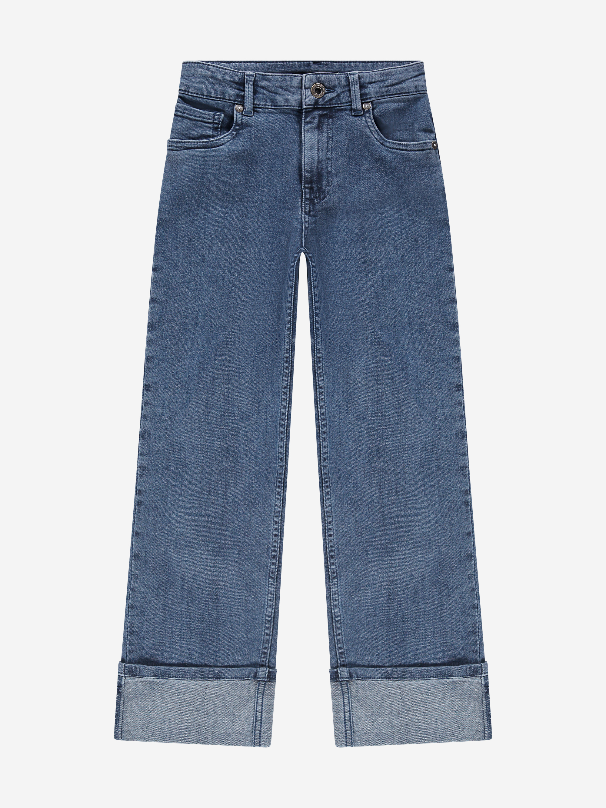 Jeans met rechte pijpen en omgeslagen rand