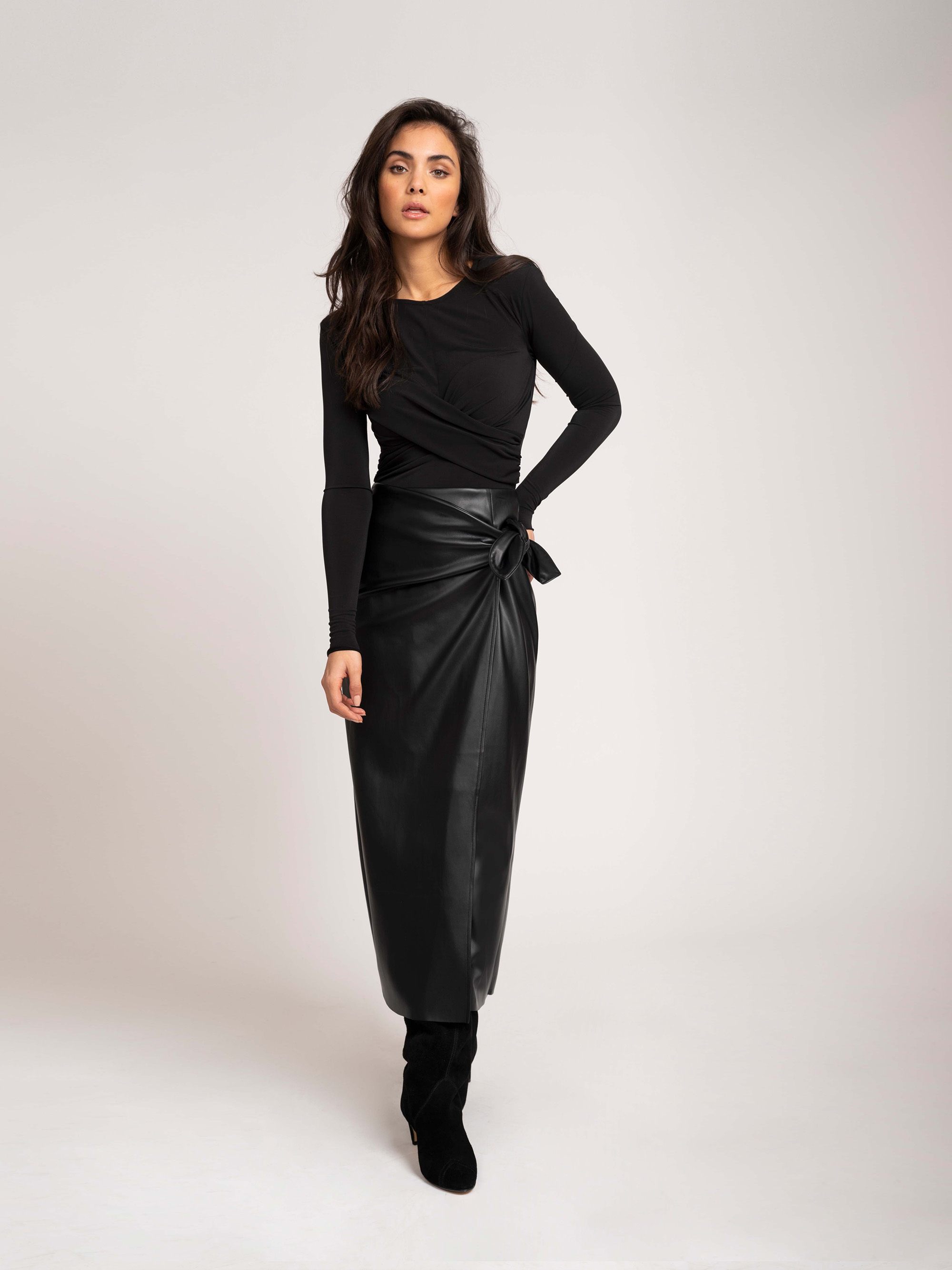 Vegan Leather wrap skirt