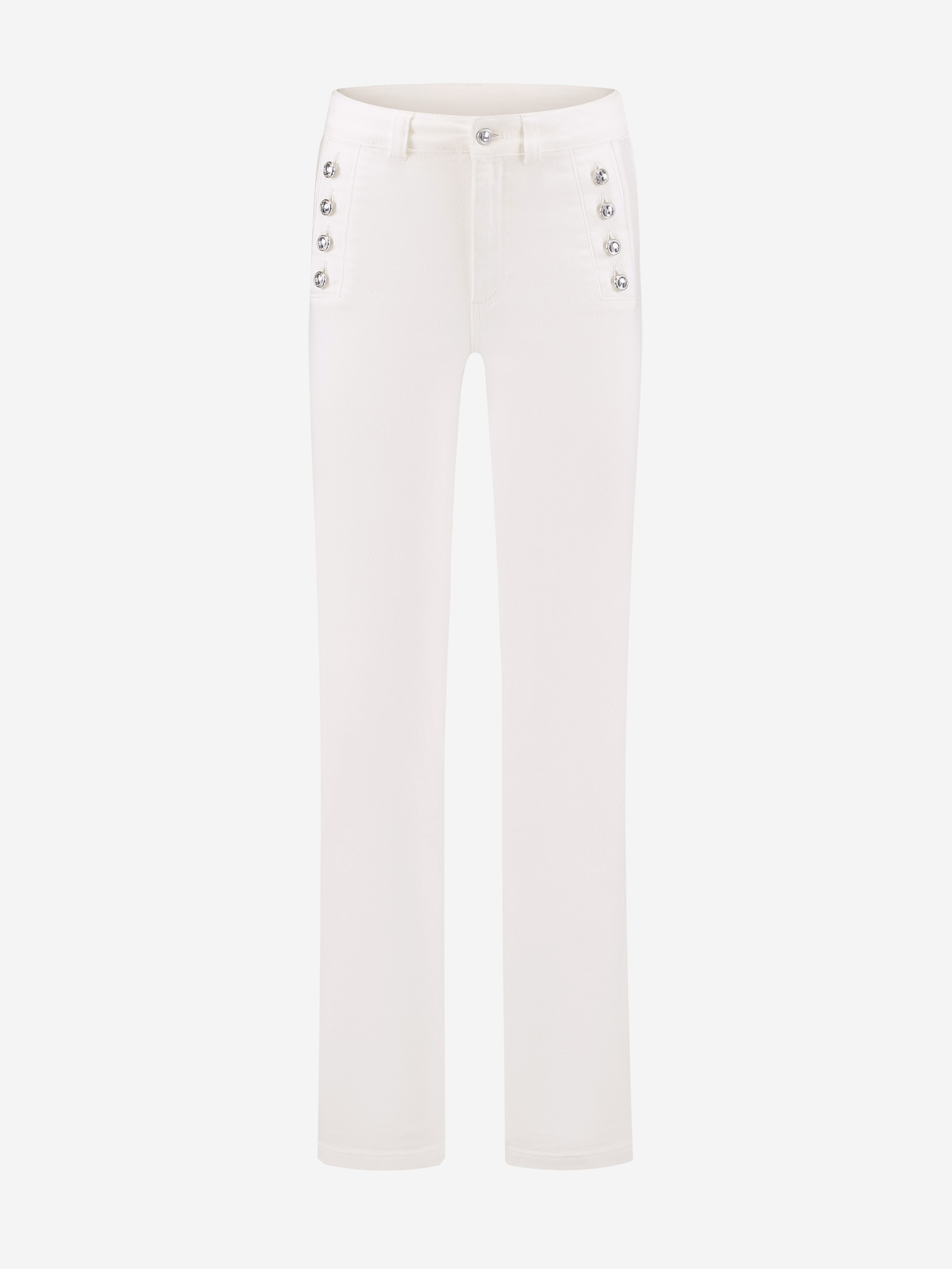High rise jeans met knopen