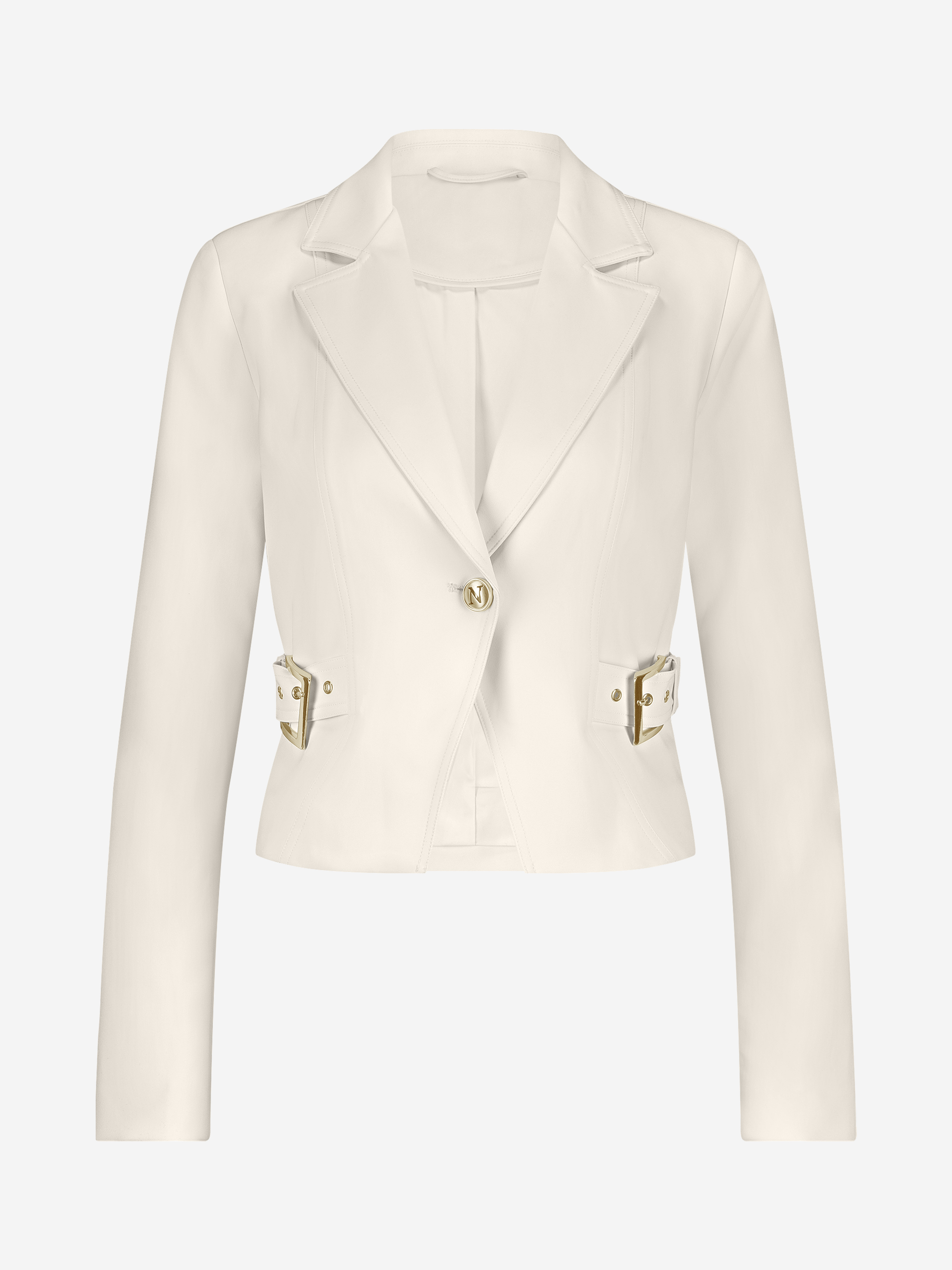 Cropped blazer with buckle detail
