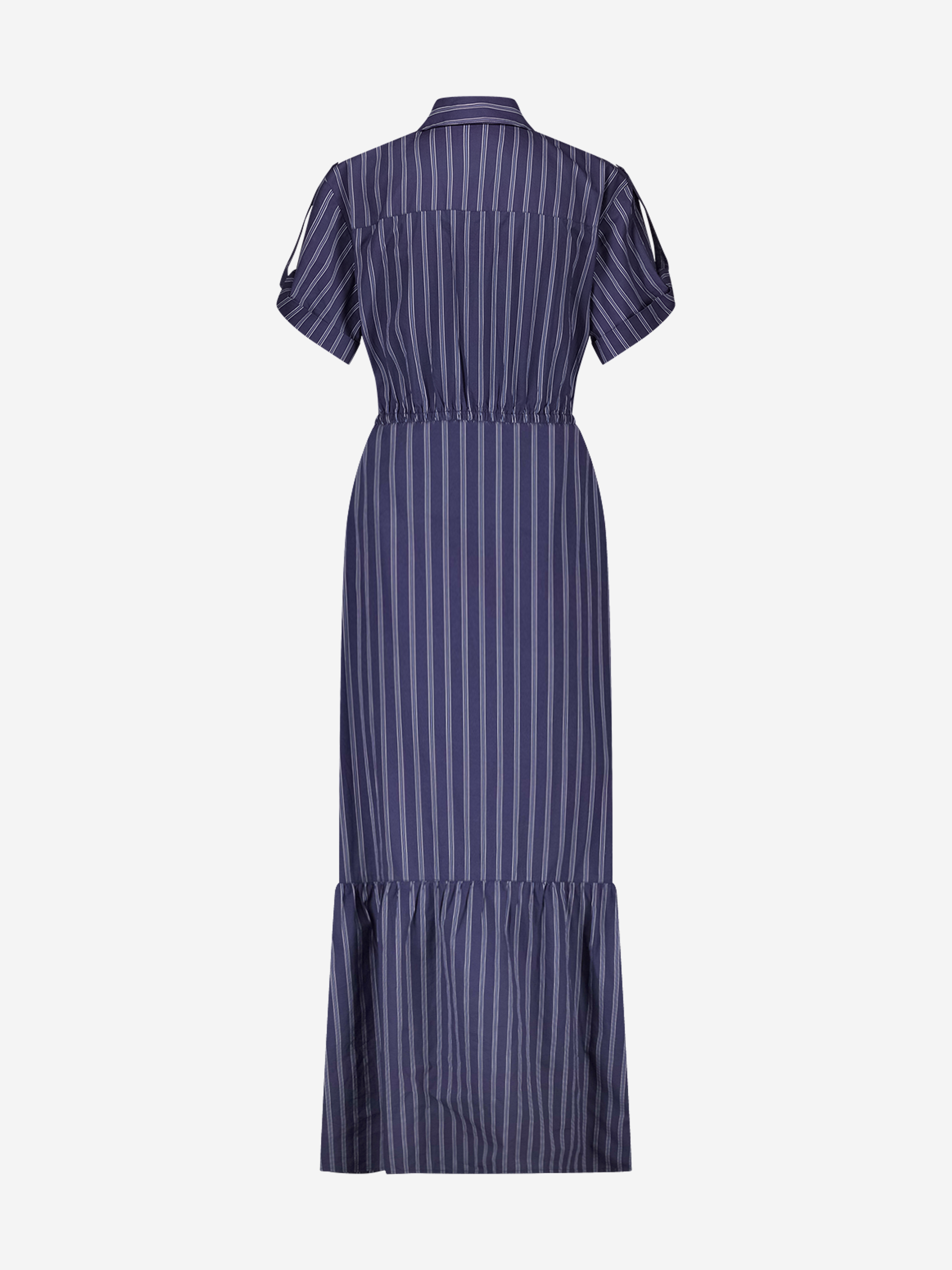 Gestreepte maxi jurk met kanten cut-out details
