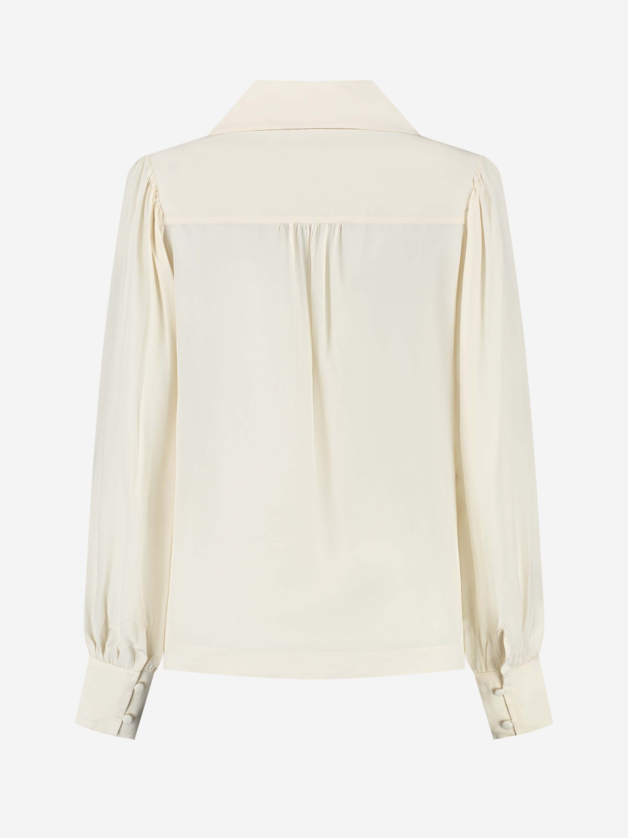 Regular blouse with asymmetric lapel collar 