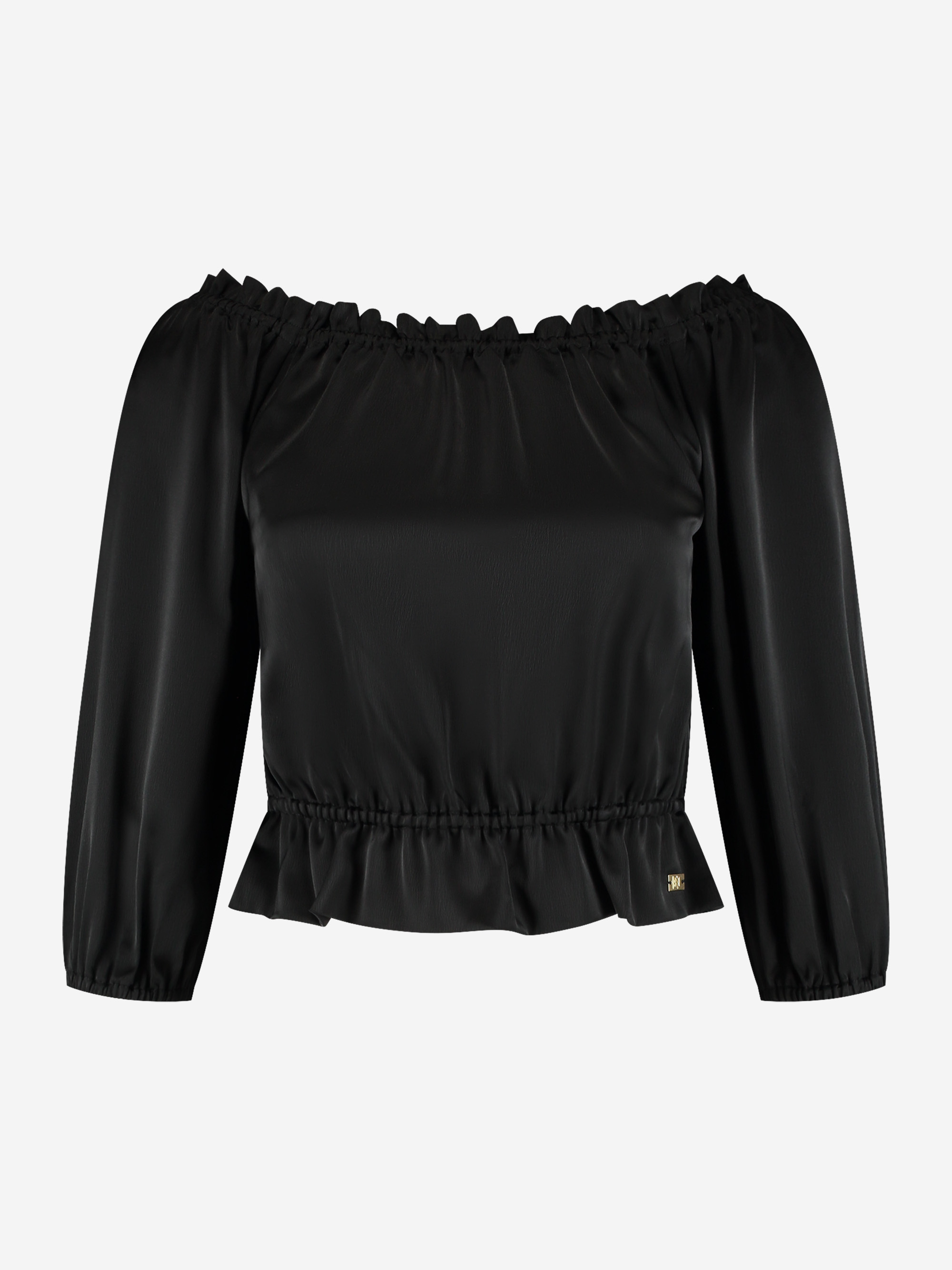 Satijnen off shoulder top met ruches