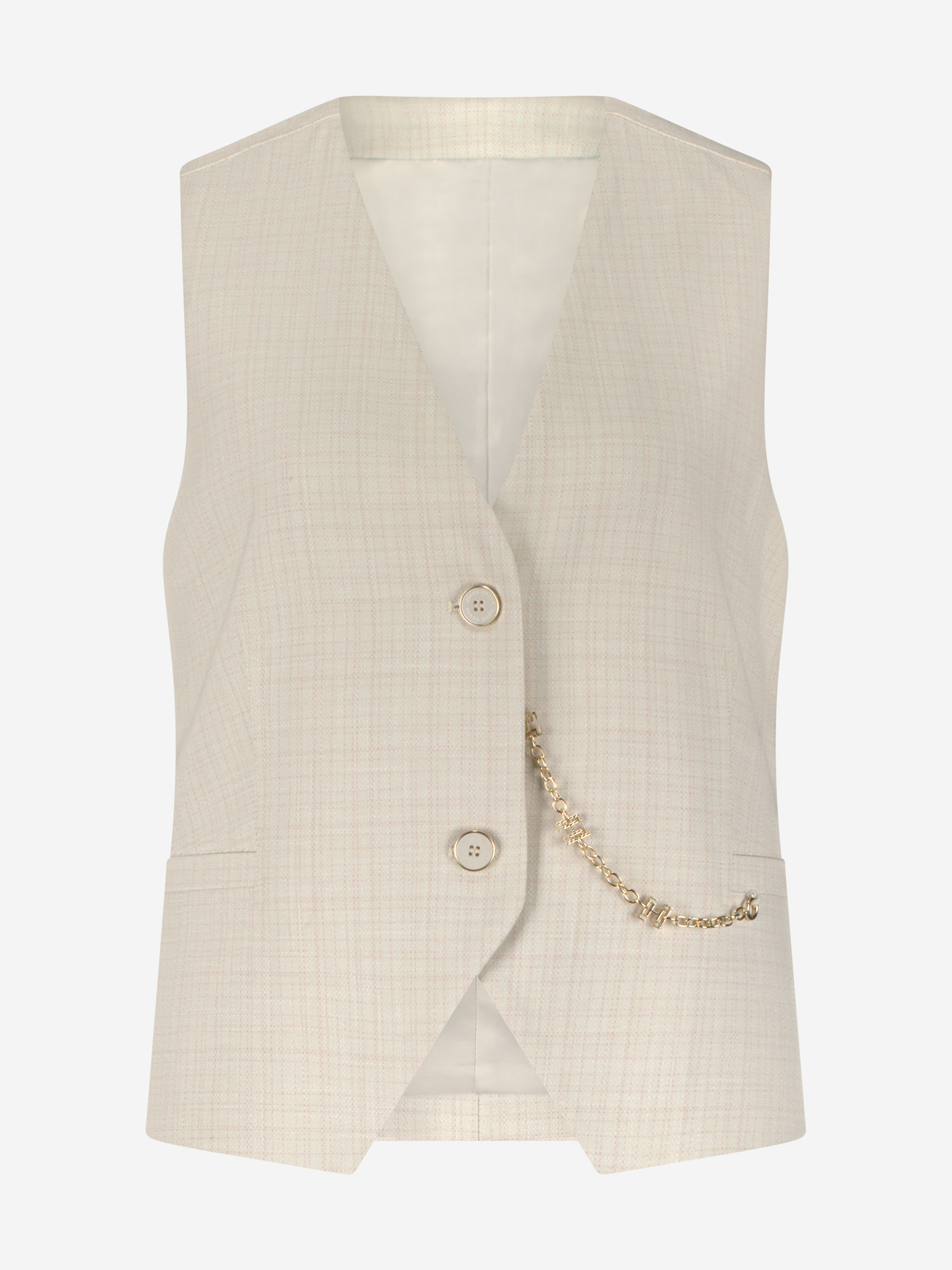Gilet met gemêleerde textuur en ketting detail