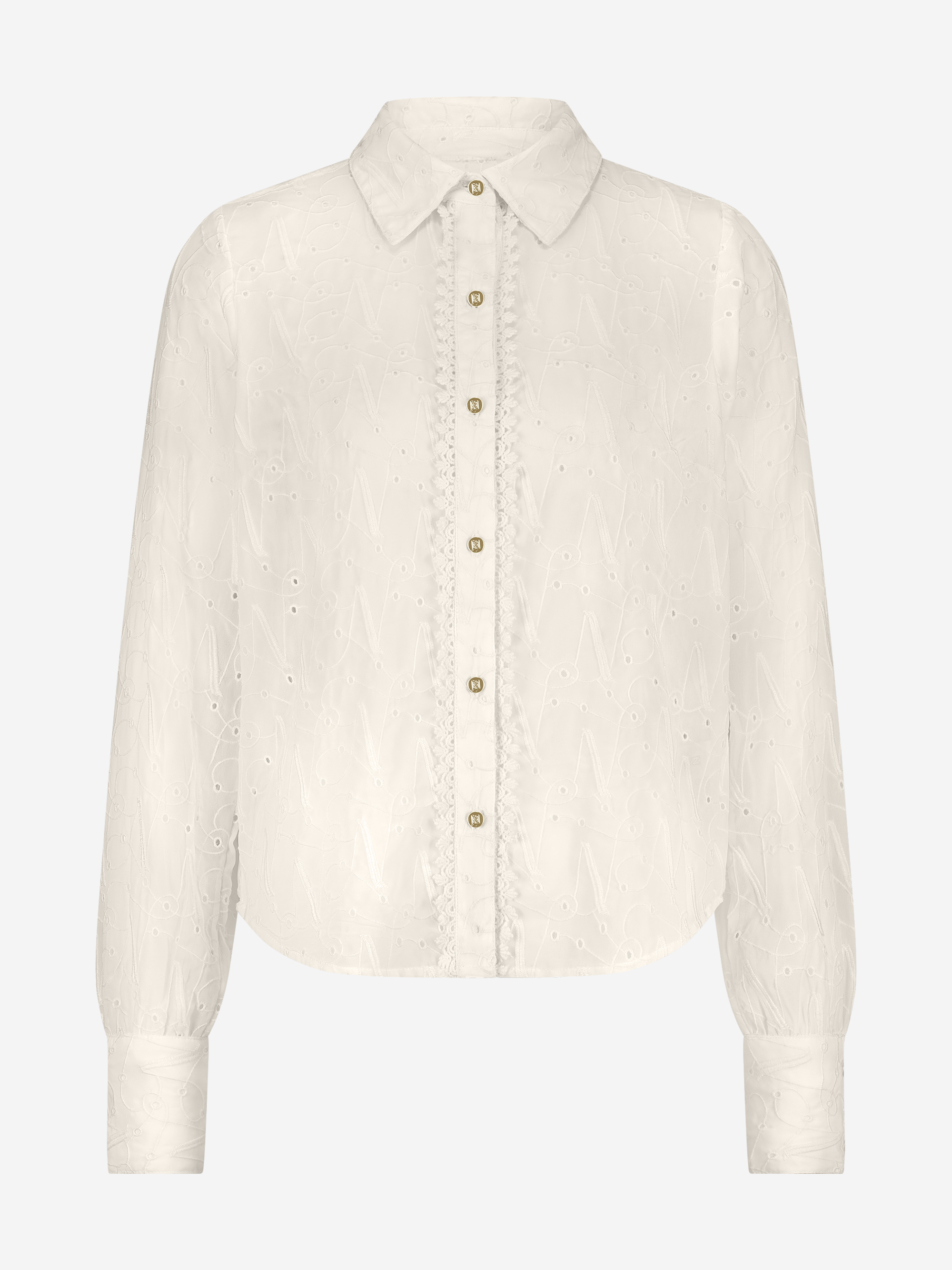 Blouse met broderie anglaise