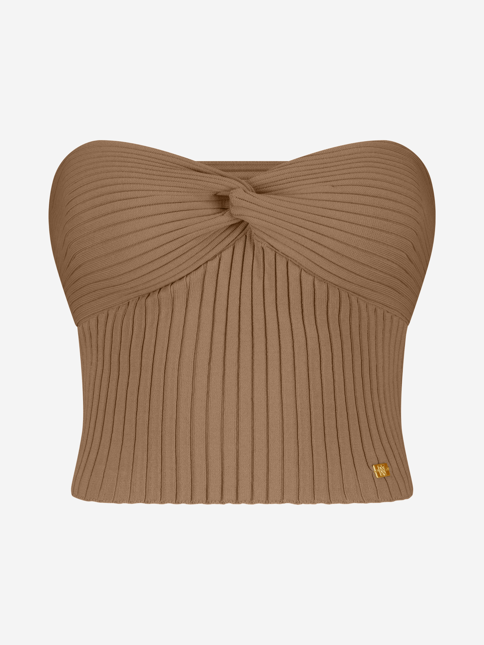 Korte bandeau top met gedraaide buste
