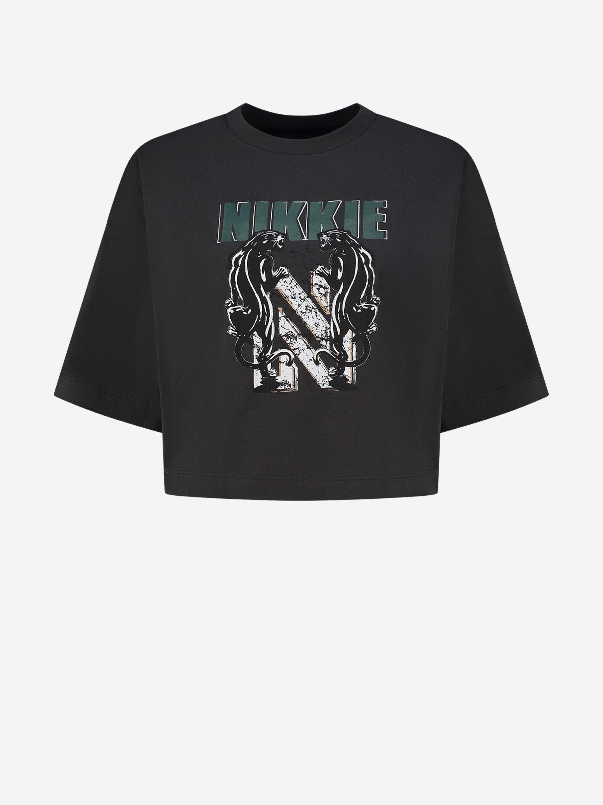 Cropped T shirt with print