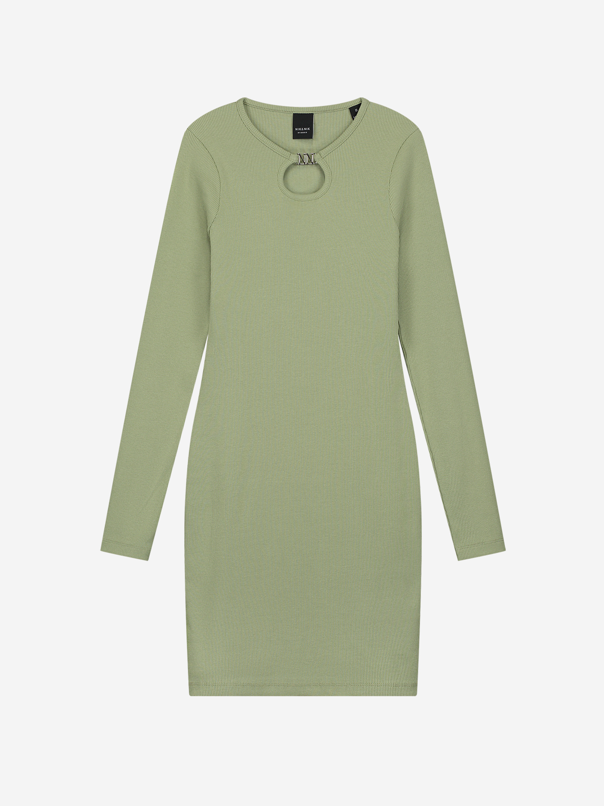Geribbelde jurk met open detail