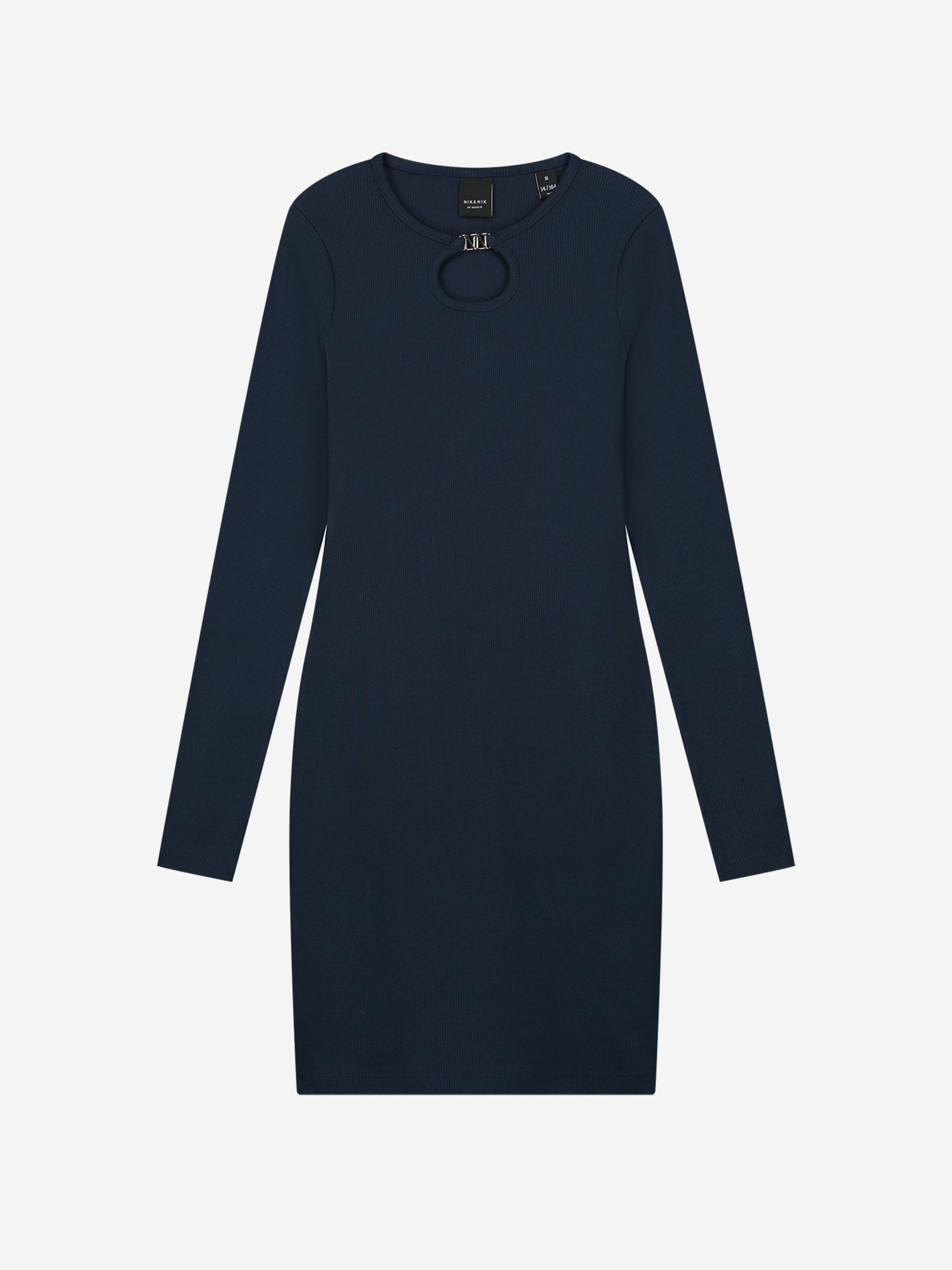Geribbelde jurk met open detail