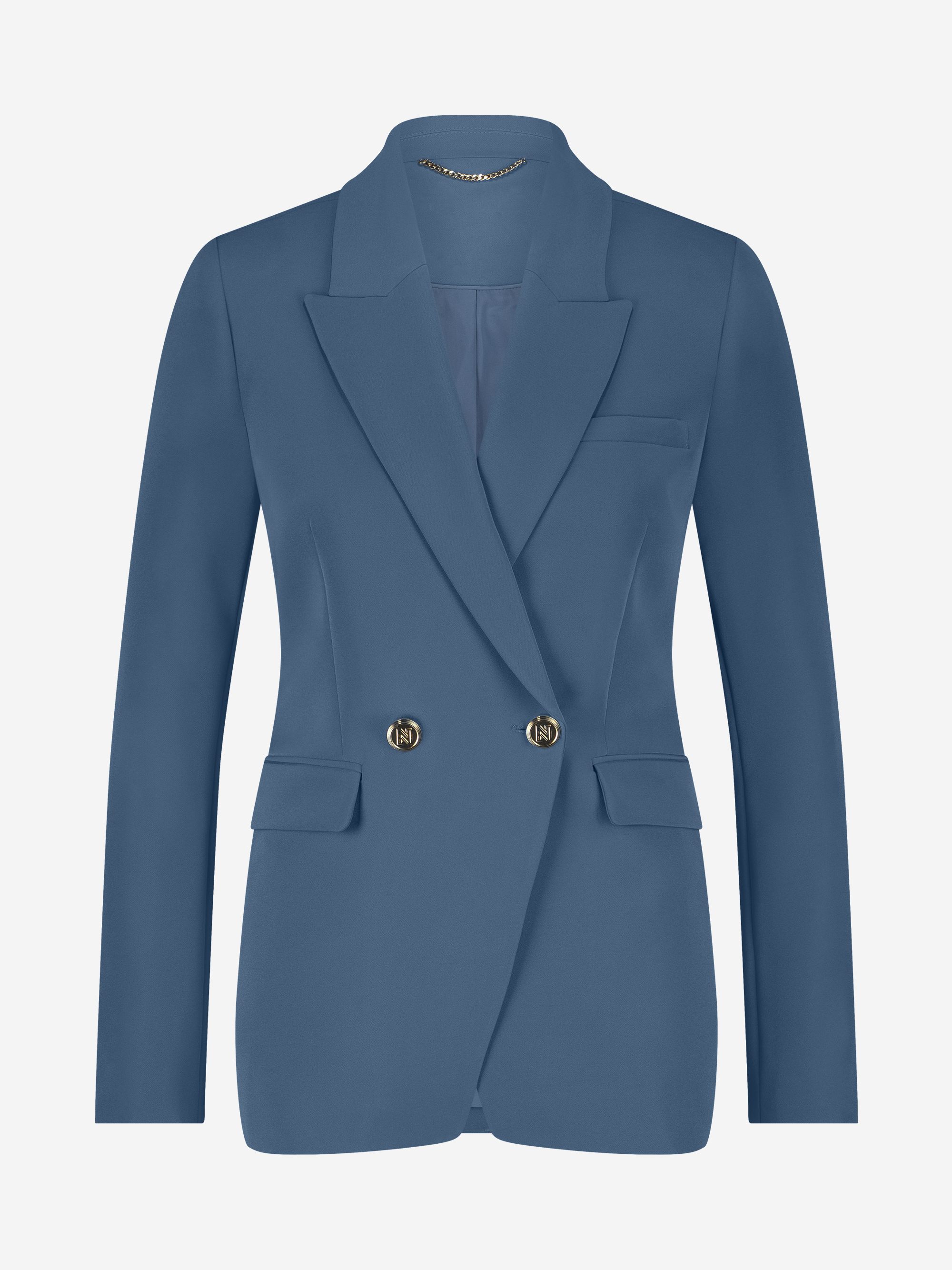 Fitted double-breasted blazer with N-buttons