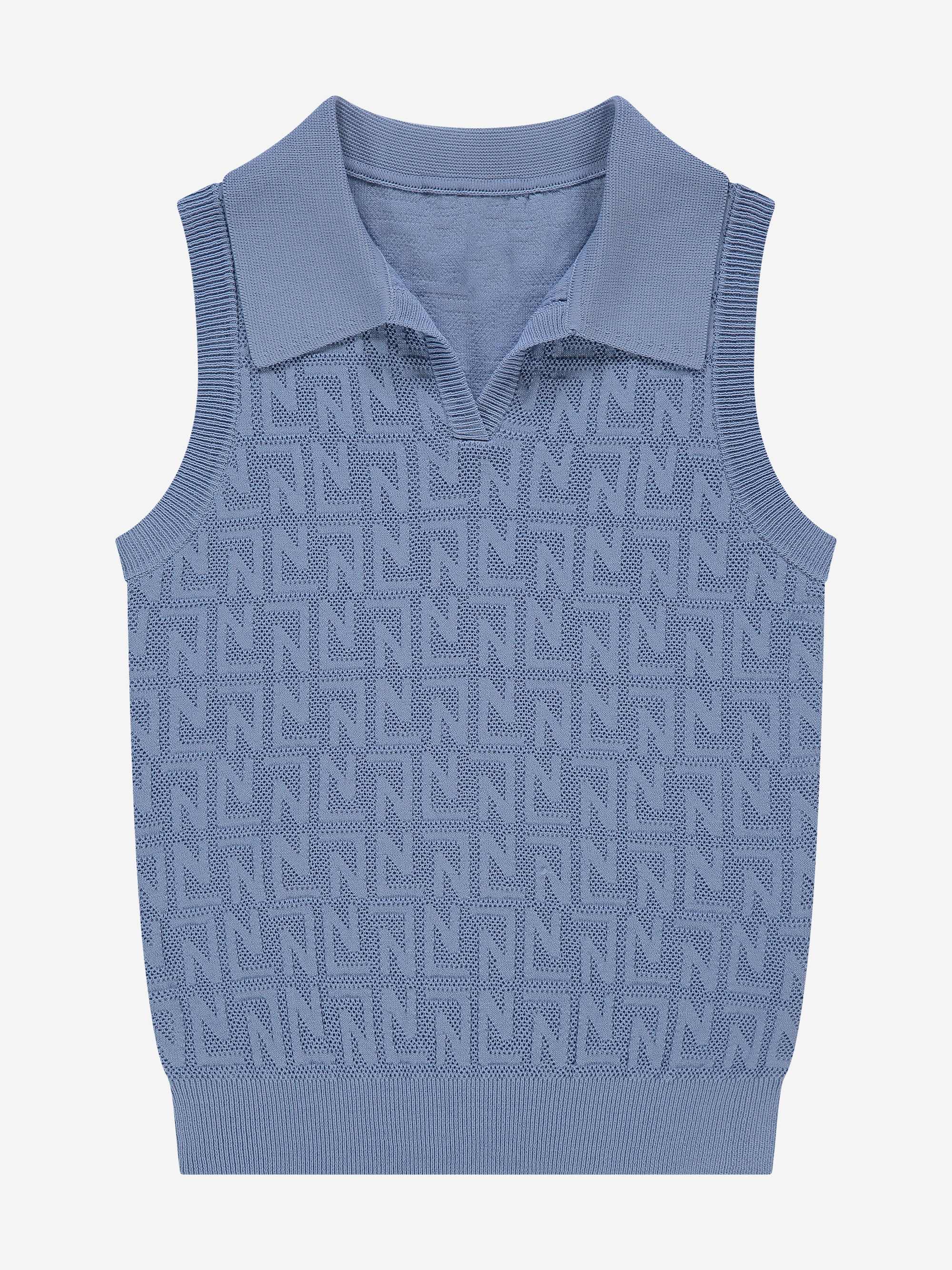 Korte opengebreide top met N&N logo patroon