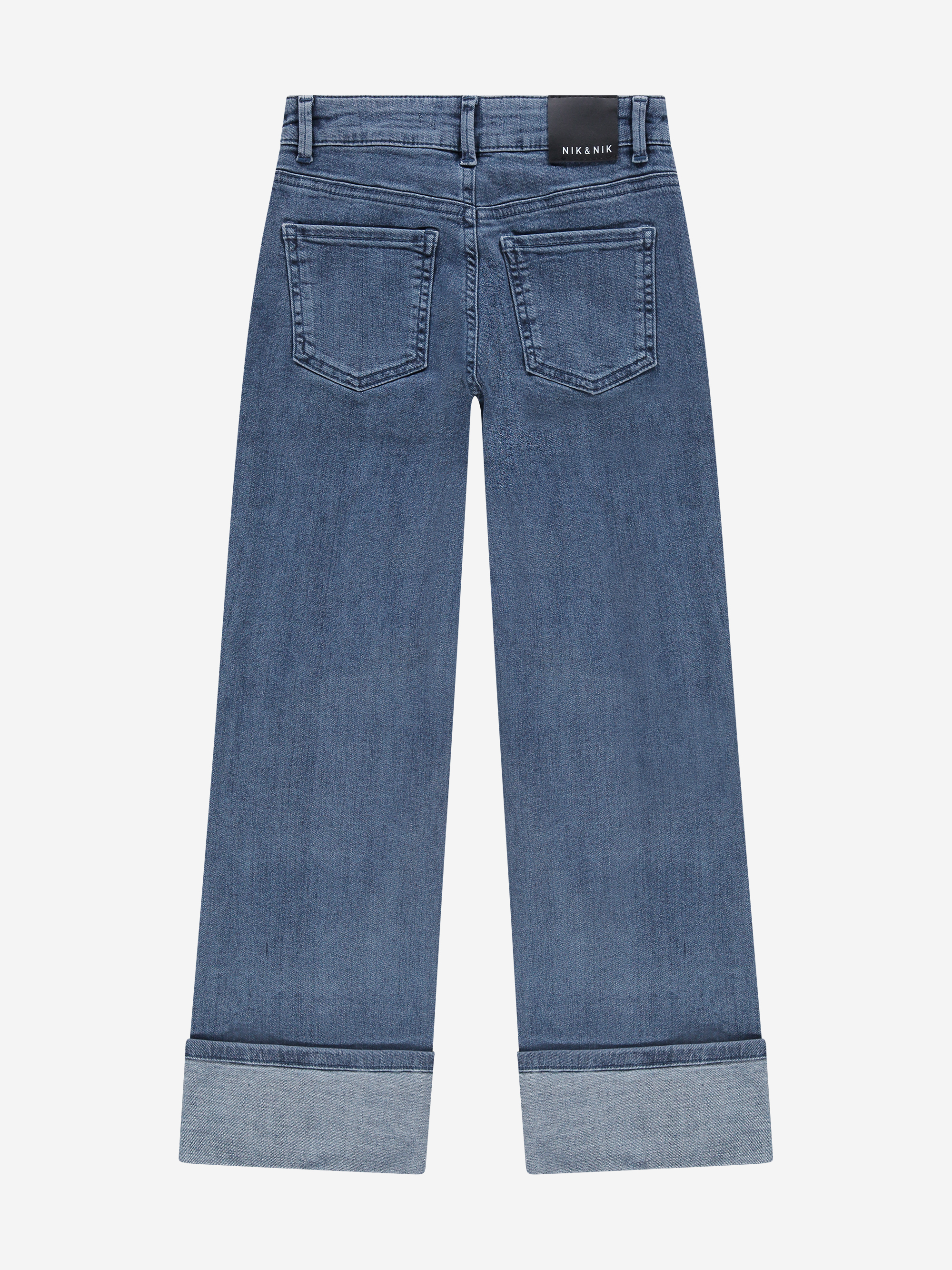 Jeans met rechte pijpen en omgeslagen rand