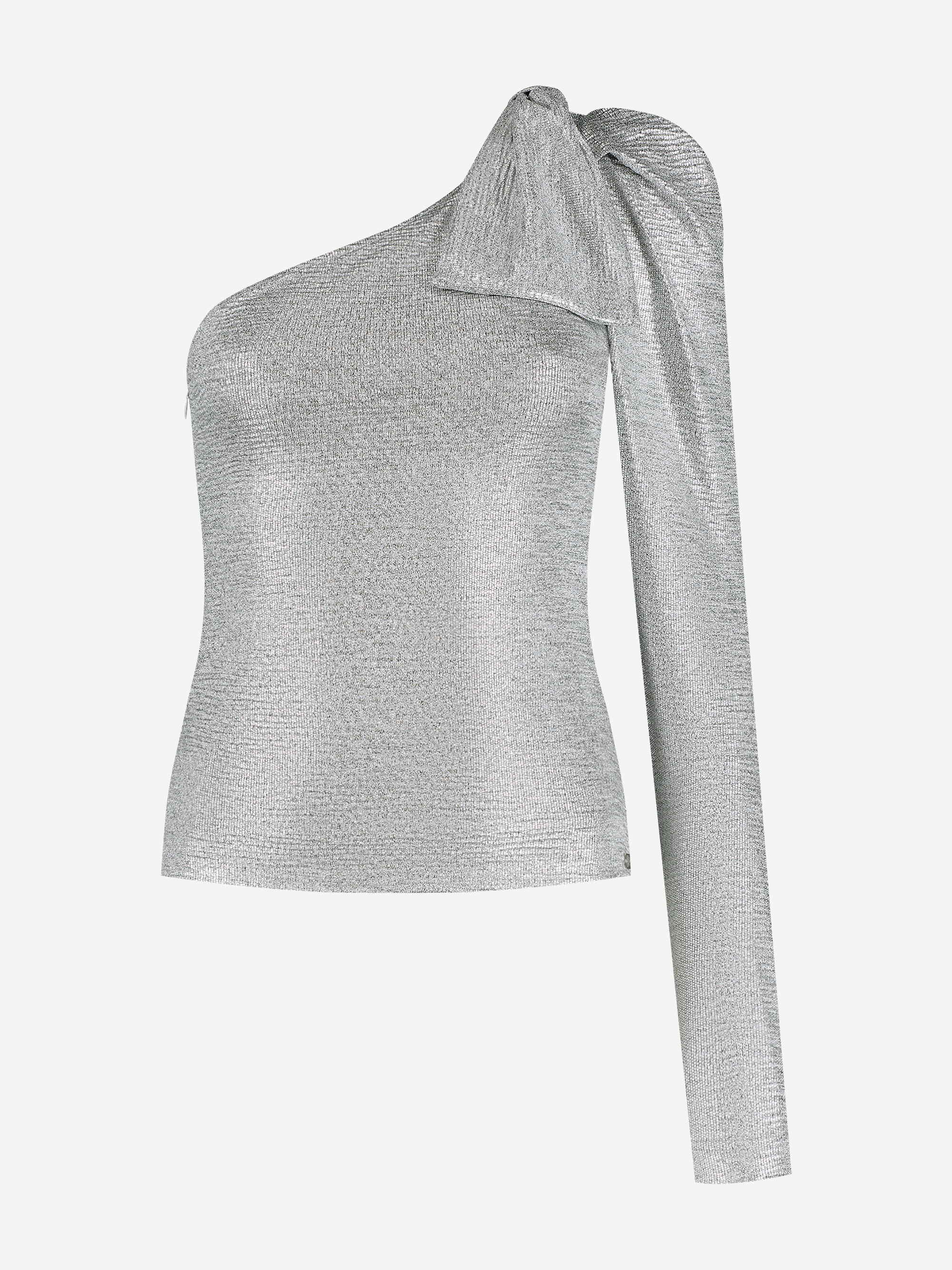 One shoulder top met strik op schouder