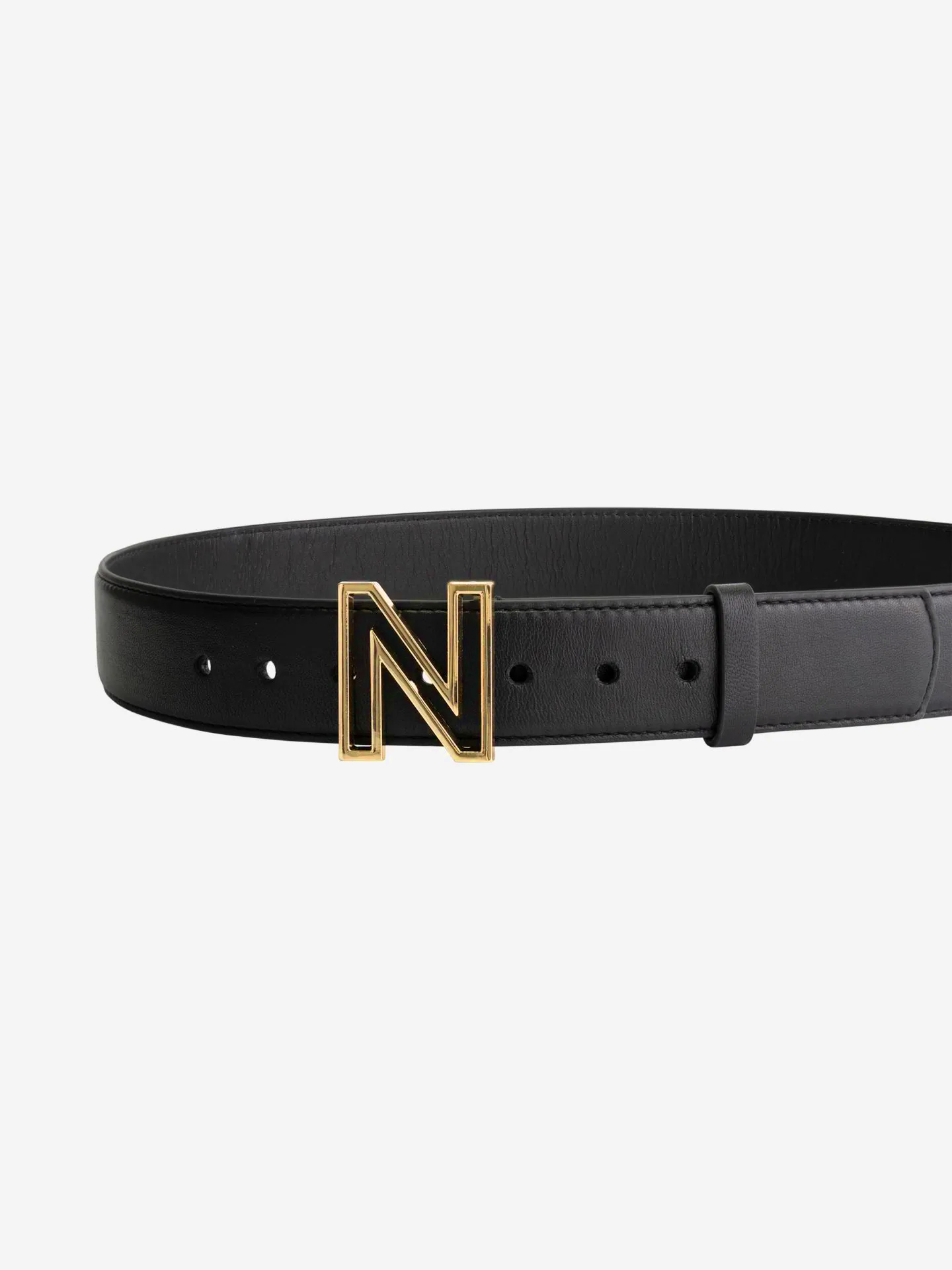 Leren riem met N-logo gesp