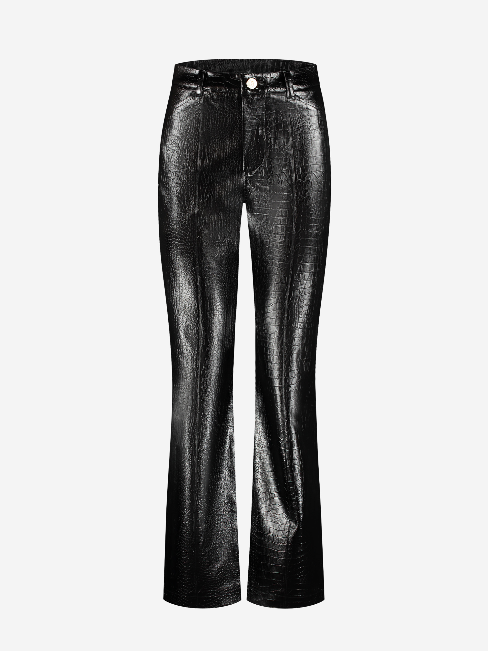 Broek van imitatieleer met croco patroon
