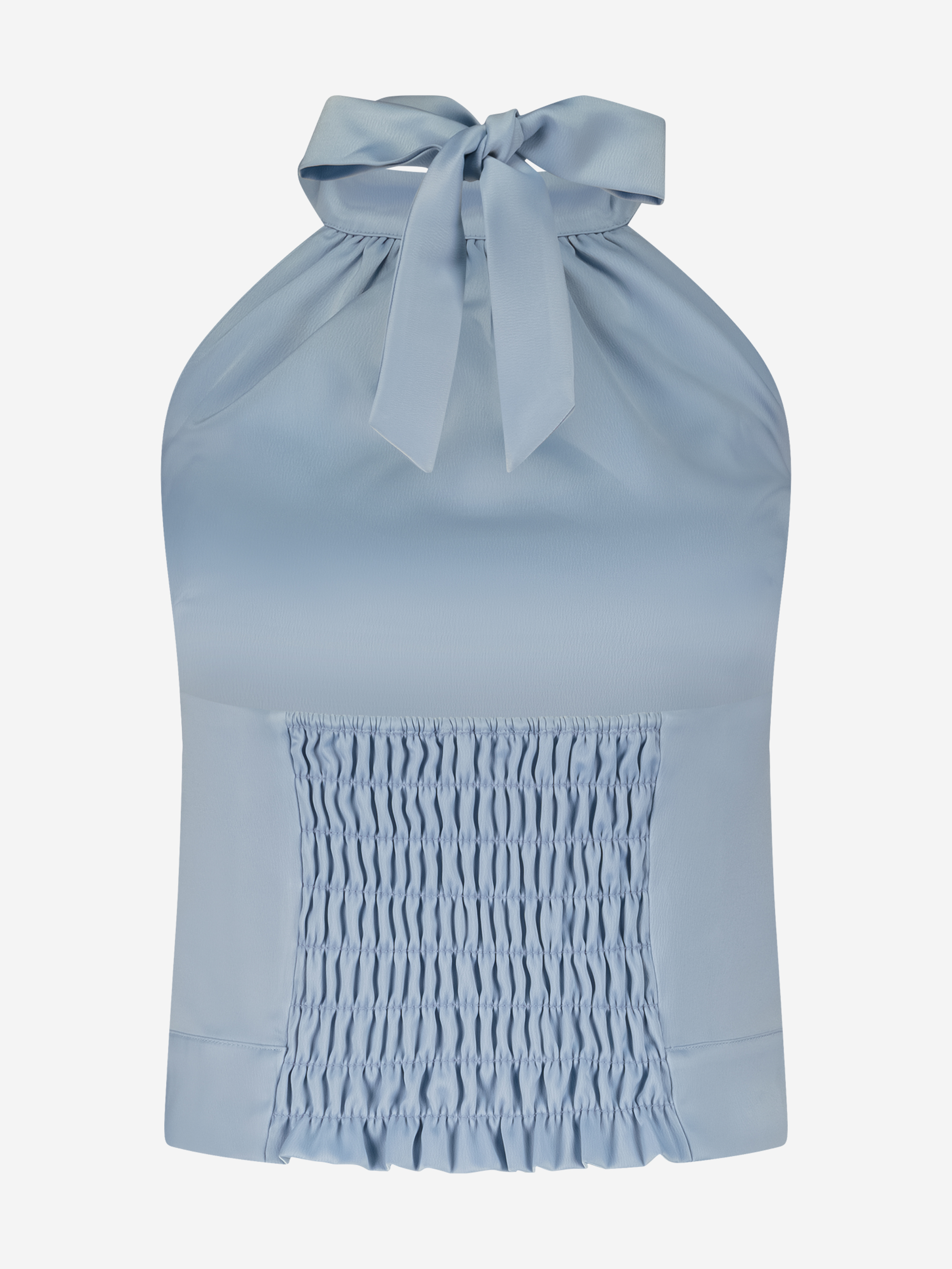 Satijnen haltertop met strikdetail
