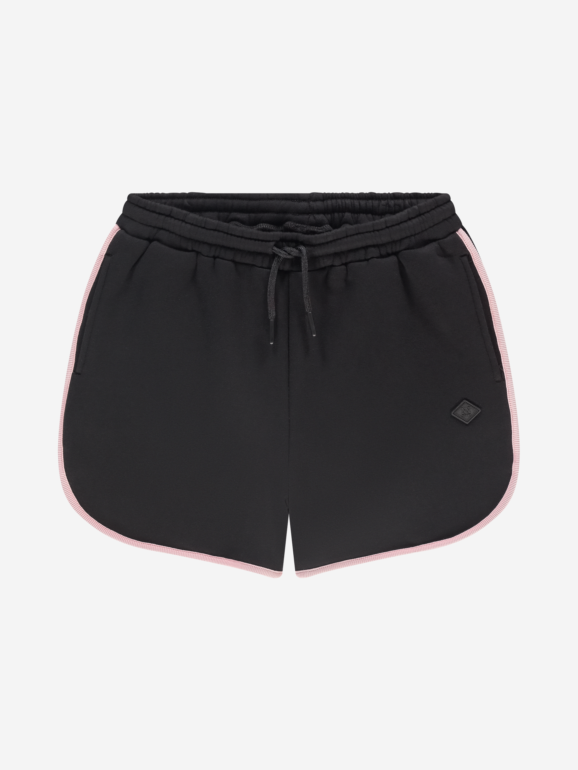Sweatshort met elastische tailleband en roze accenten 