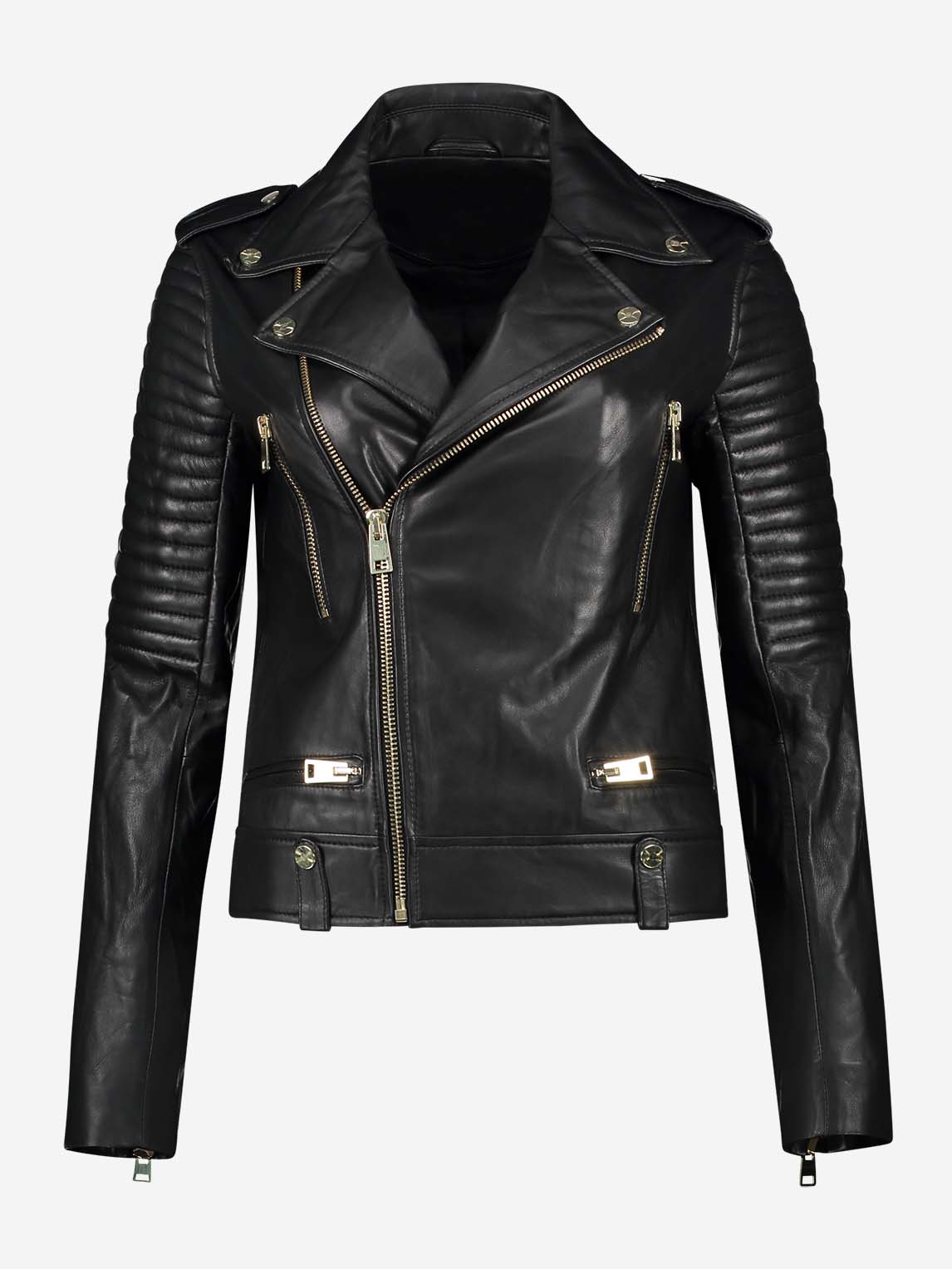 Leren jacket met ritsen 