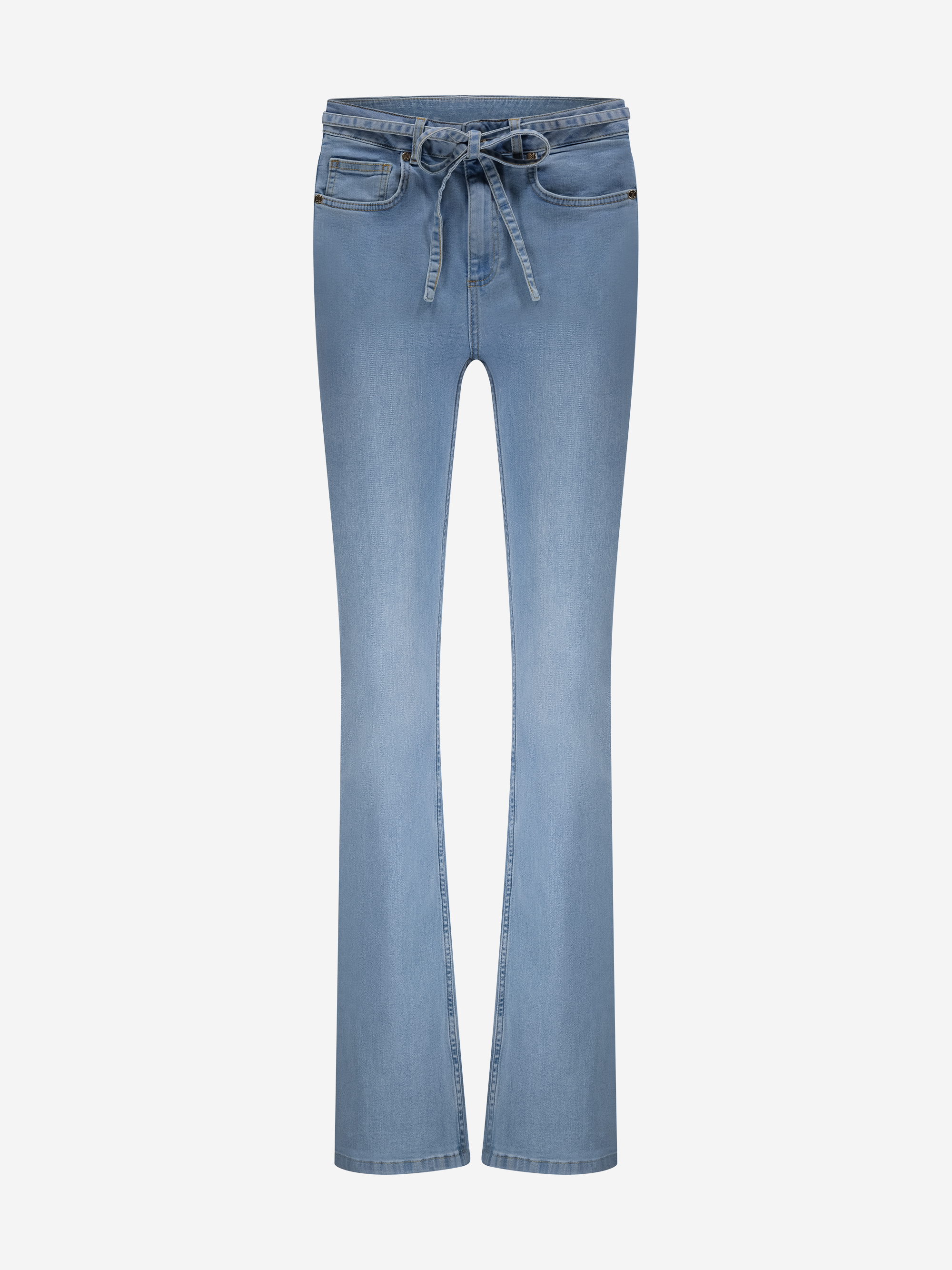 Flared jeans met afneembaar strikkoord