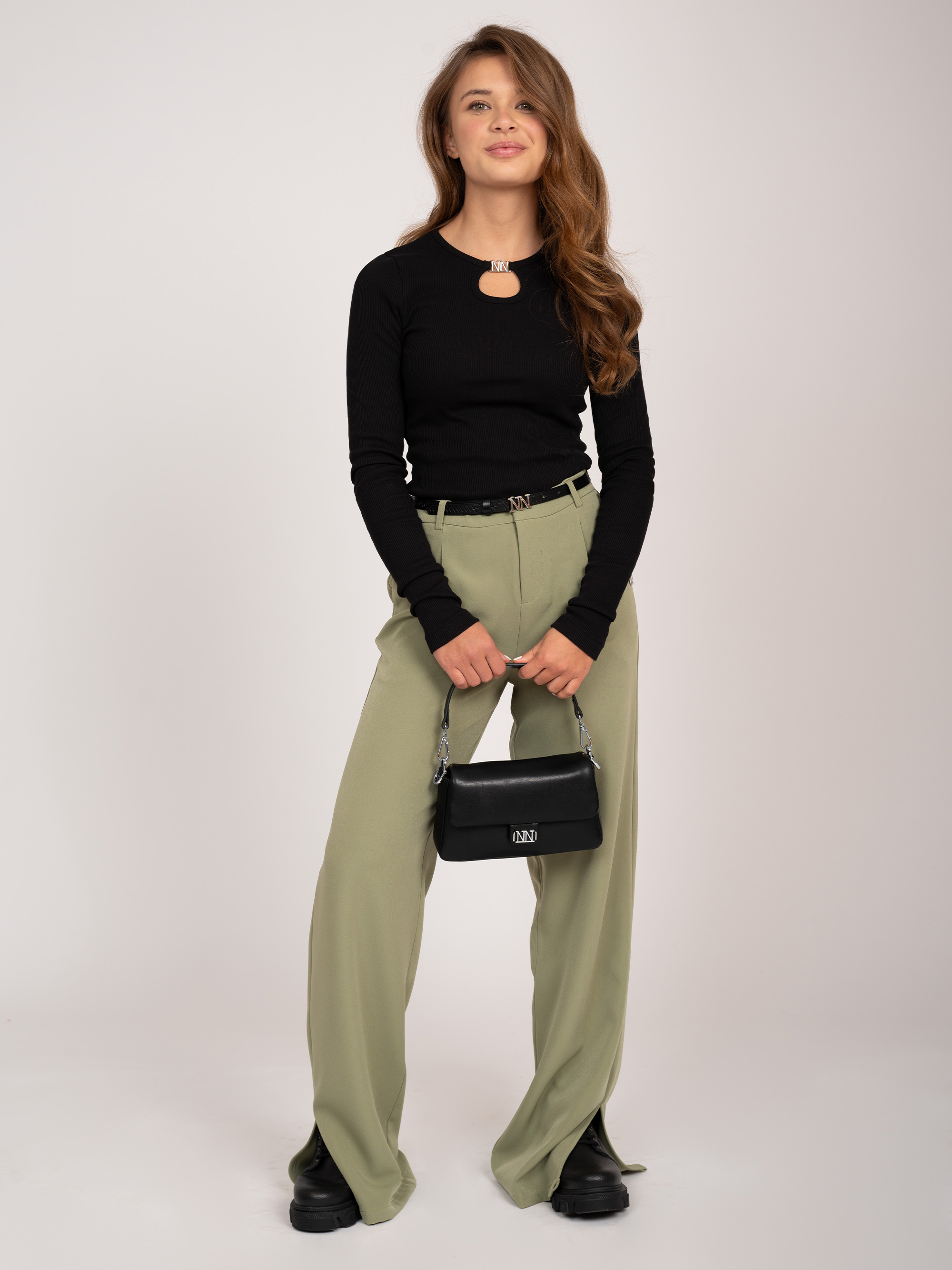 Straight fit broek met split