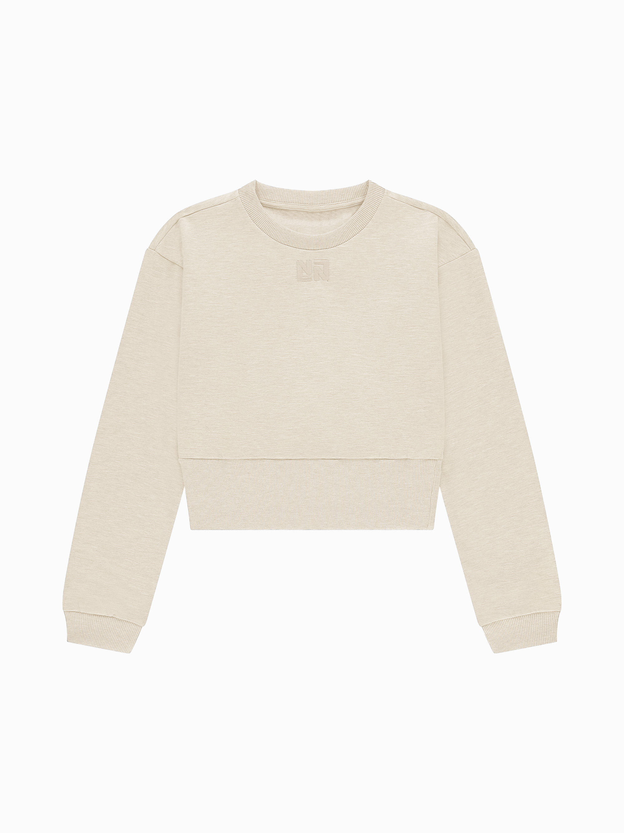 Cropped sweater met brede elastische tailleband