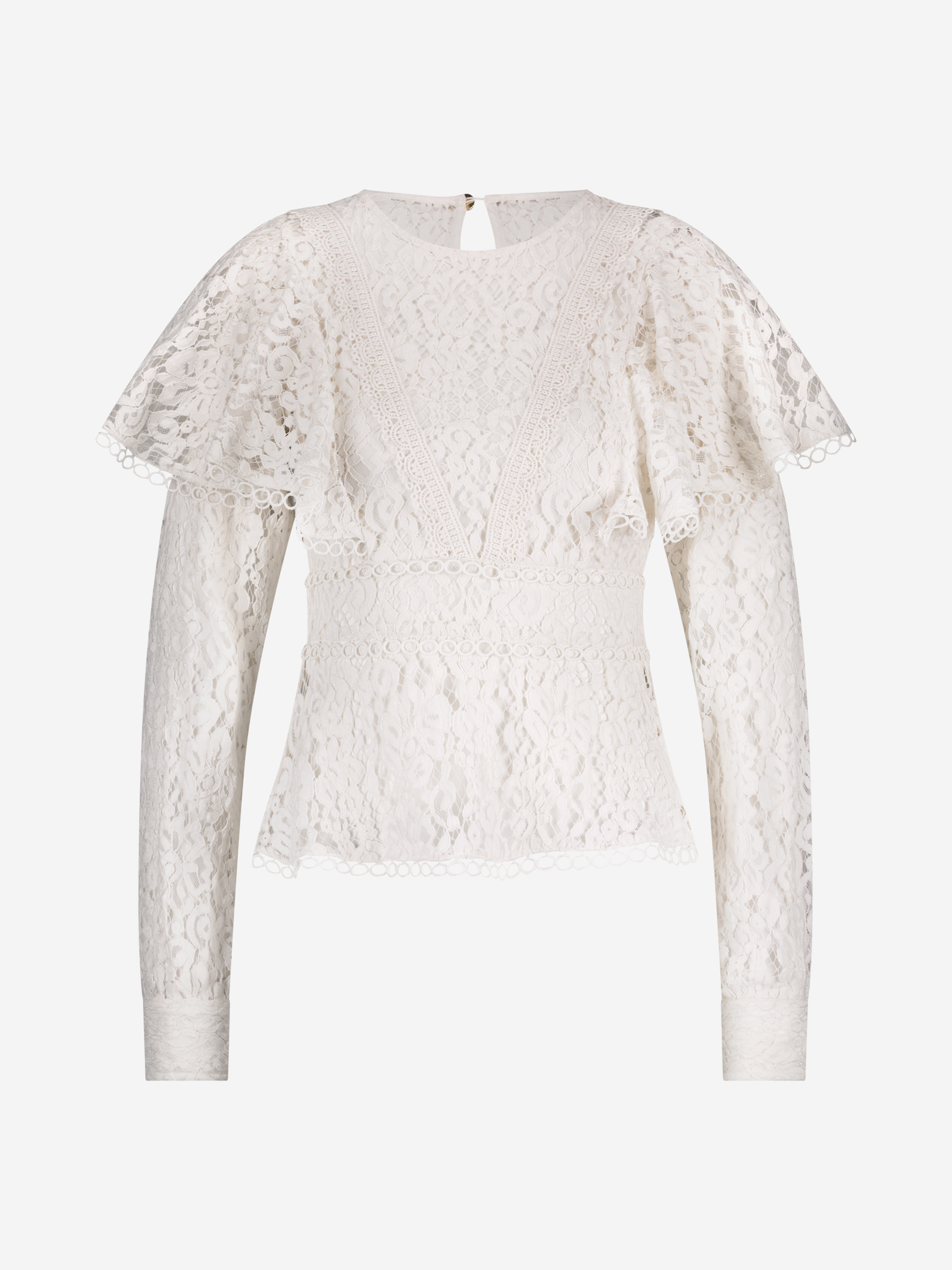 Lace blouse with loops and a cape sleeve
