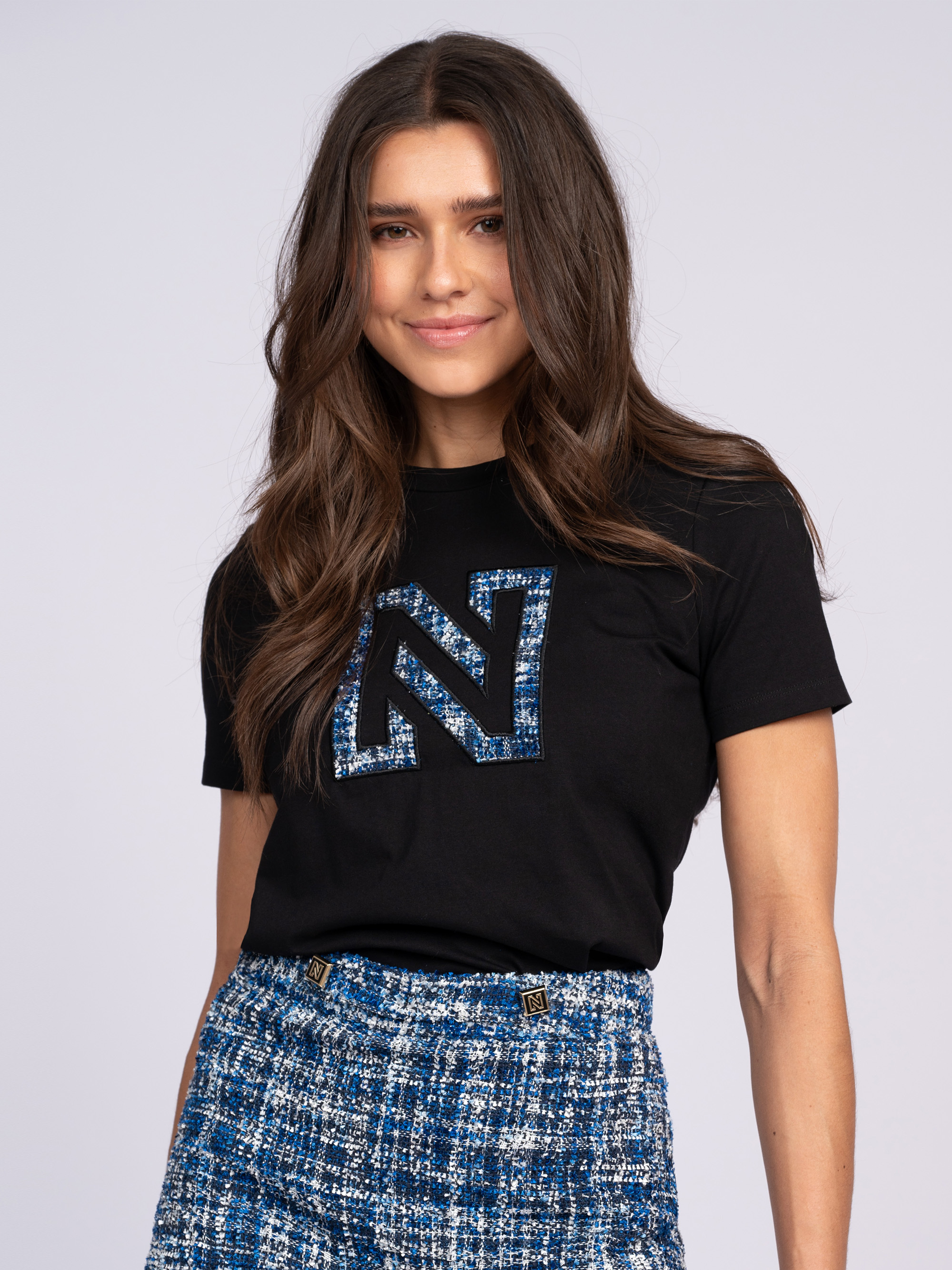 T-shirt with tweed N logo