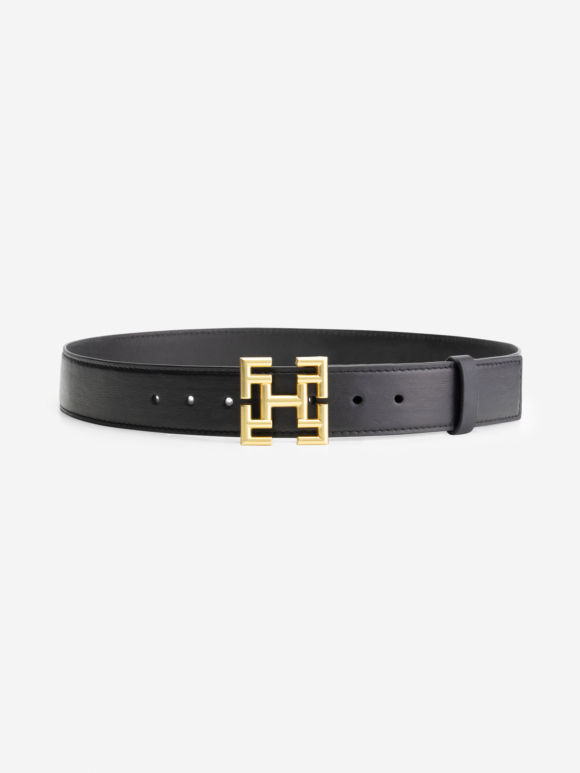  Small Leather waist belt with logo buckle
