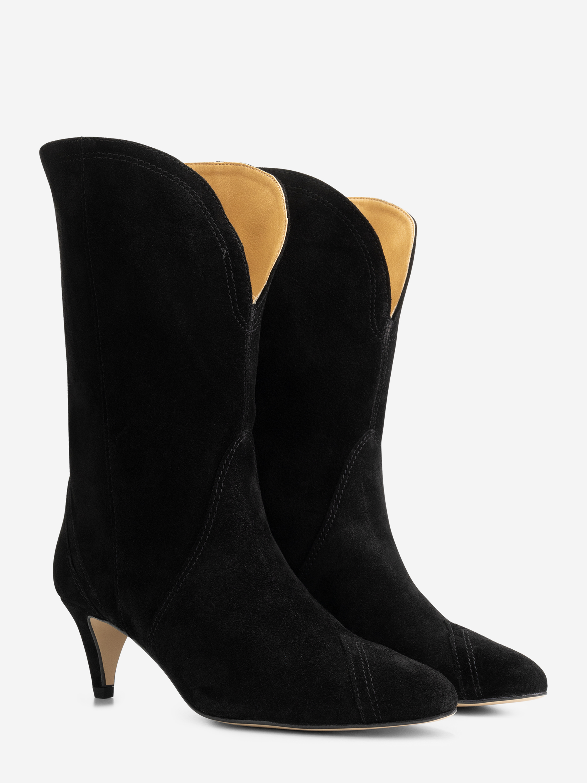 Suede boots with mid heel