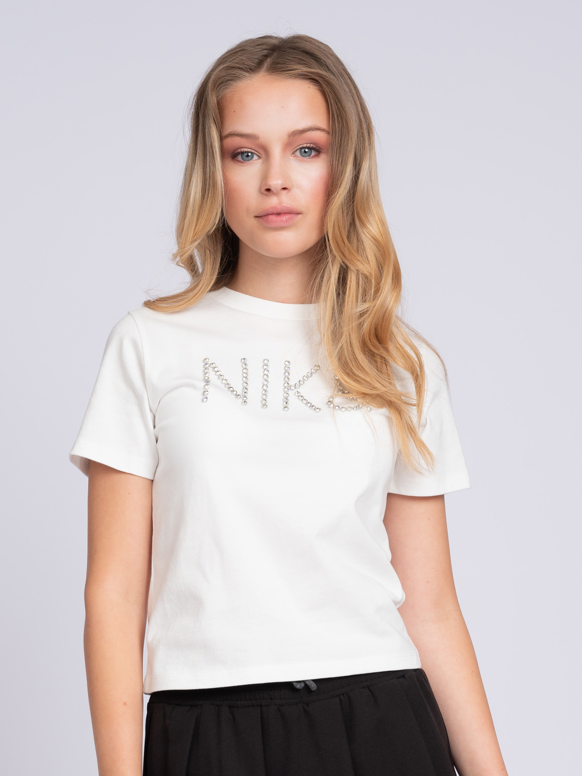 T-shirt met logo van strass steentjes