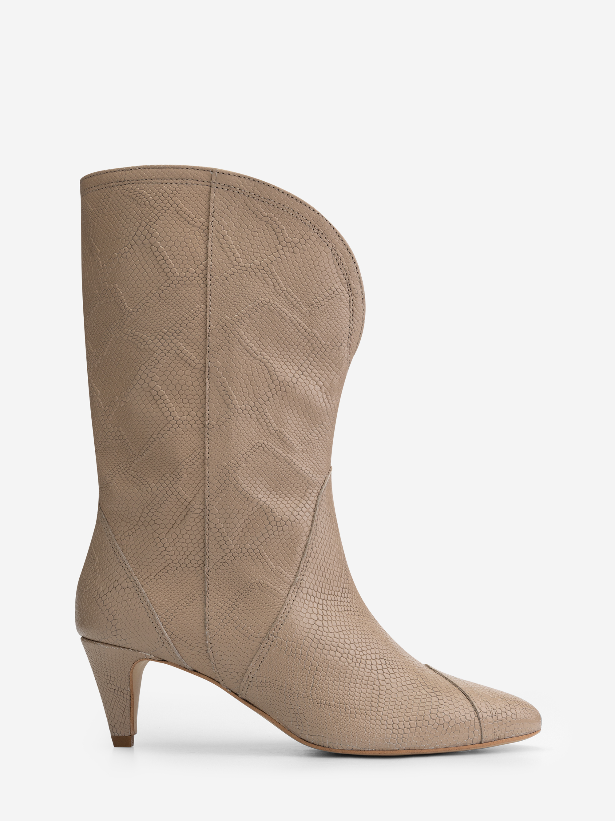 Leather boots with midi heel