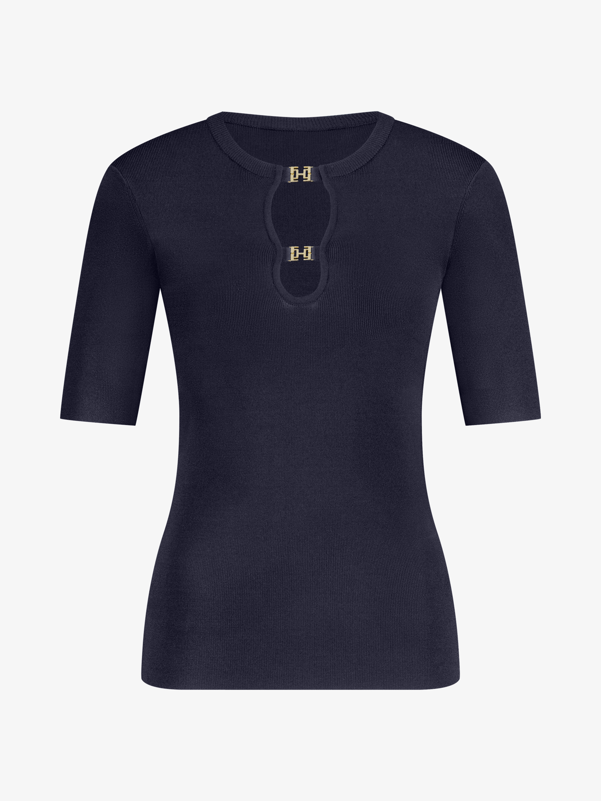 Ribbed top with cut-out details and logo buckles