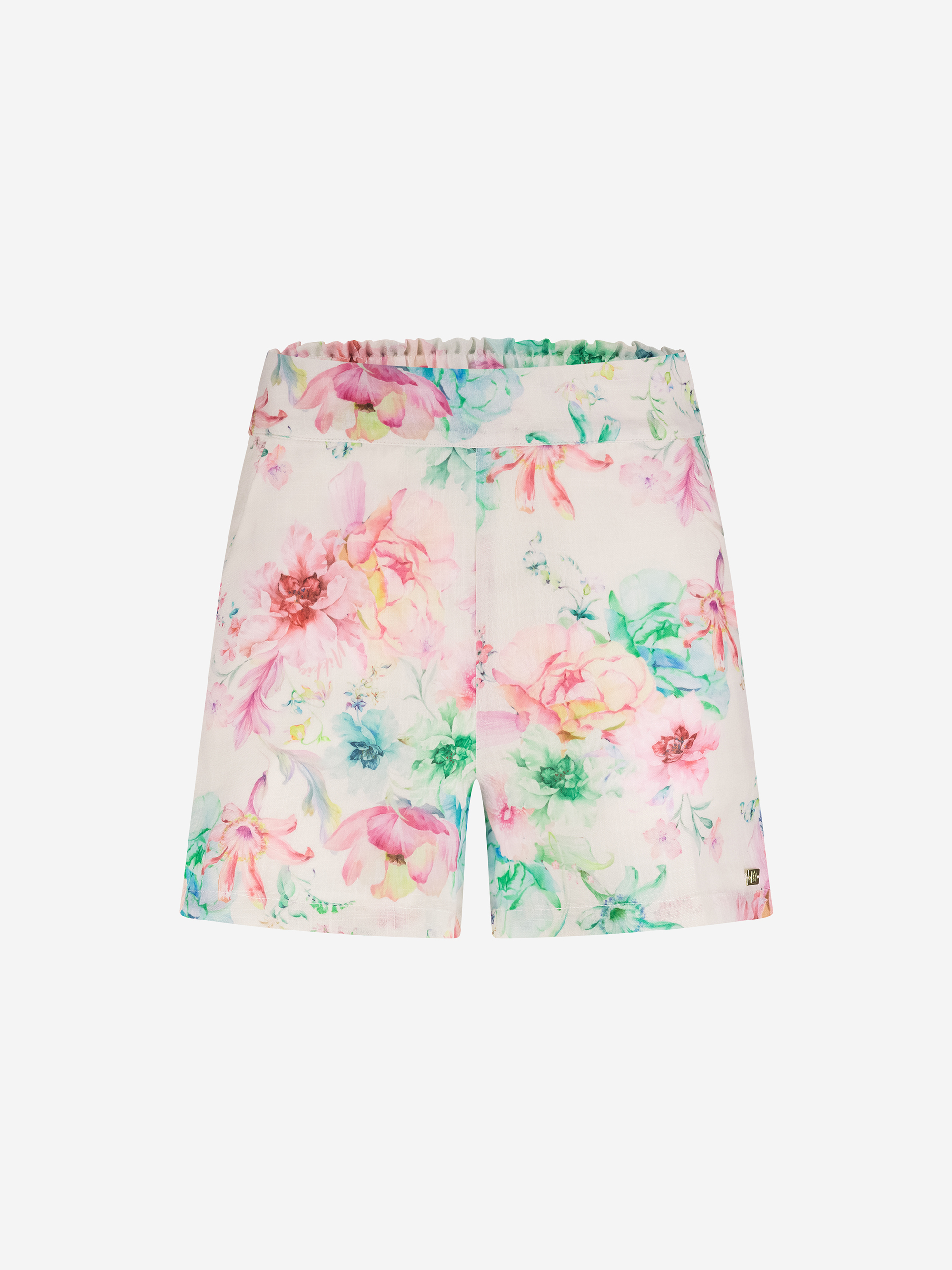 Bloemenprint short met elastische tailleband