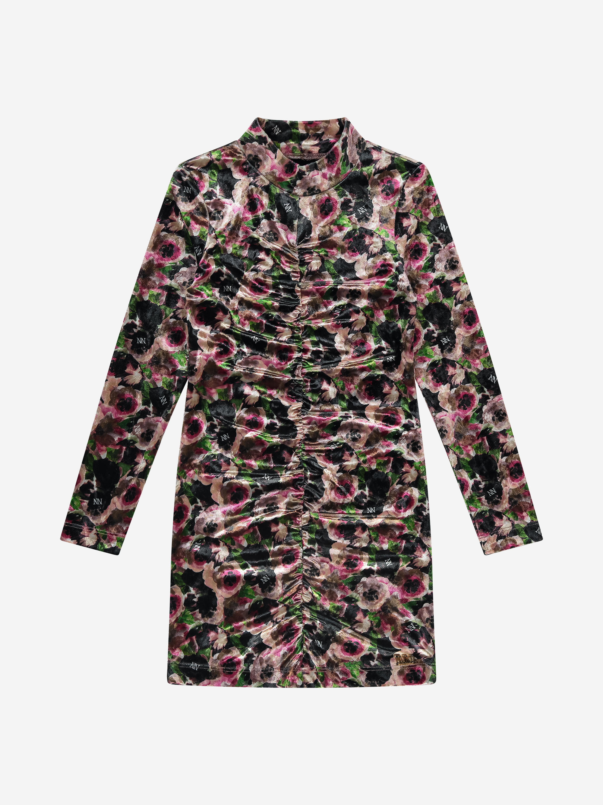 Aansluitende velvet jurk met bloemenprint