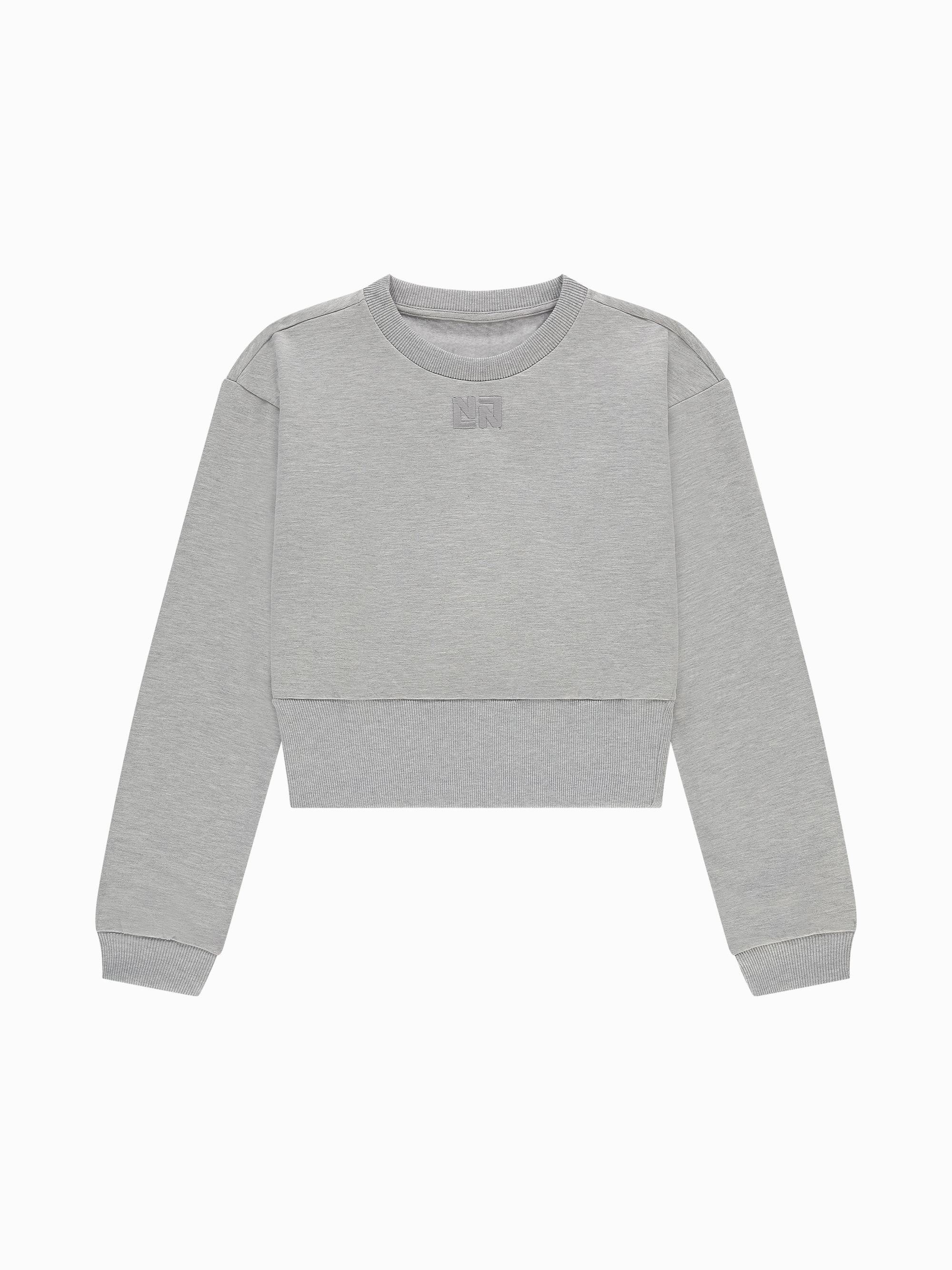 Cropped sweater met brede elastische tailleband