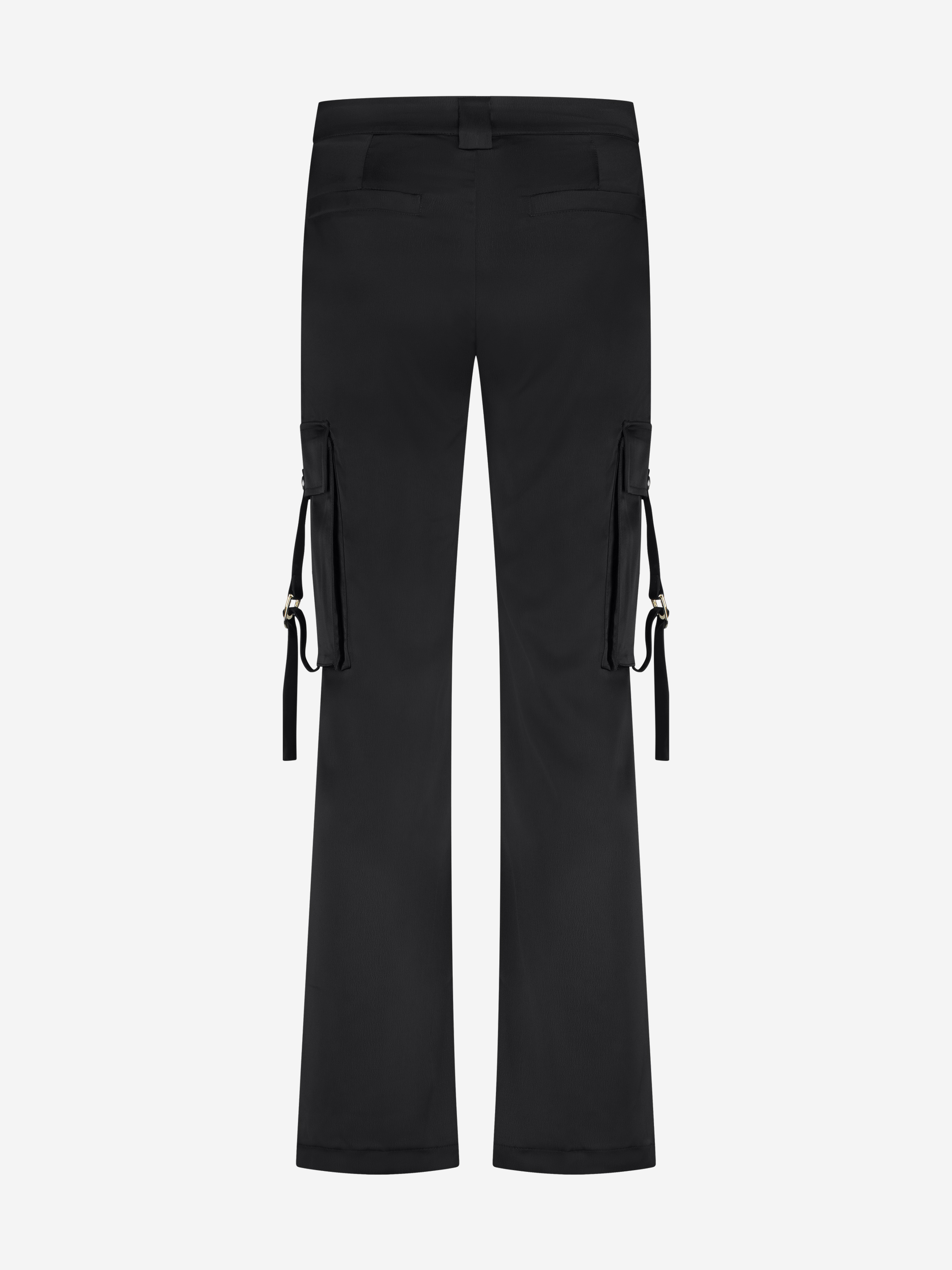 Satijn-look broek met klepzakken