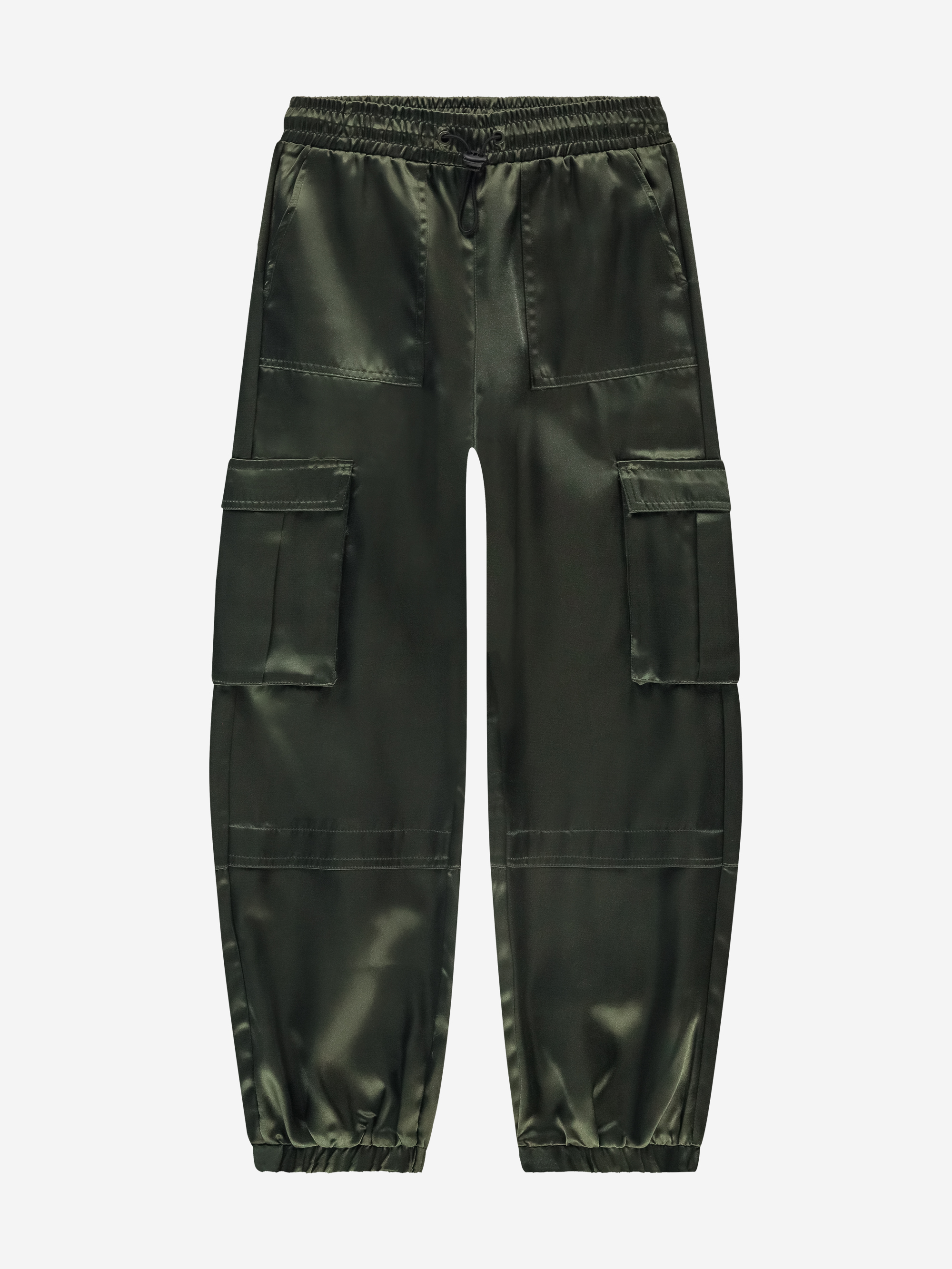 Satijnen cargobroek met elastische tailleband