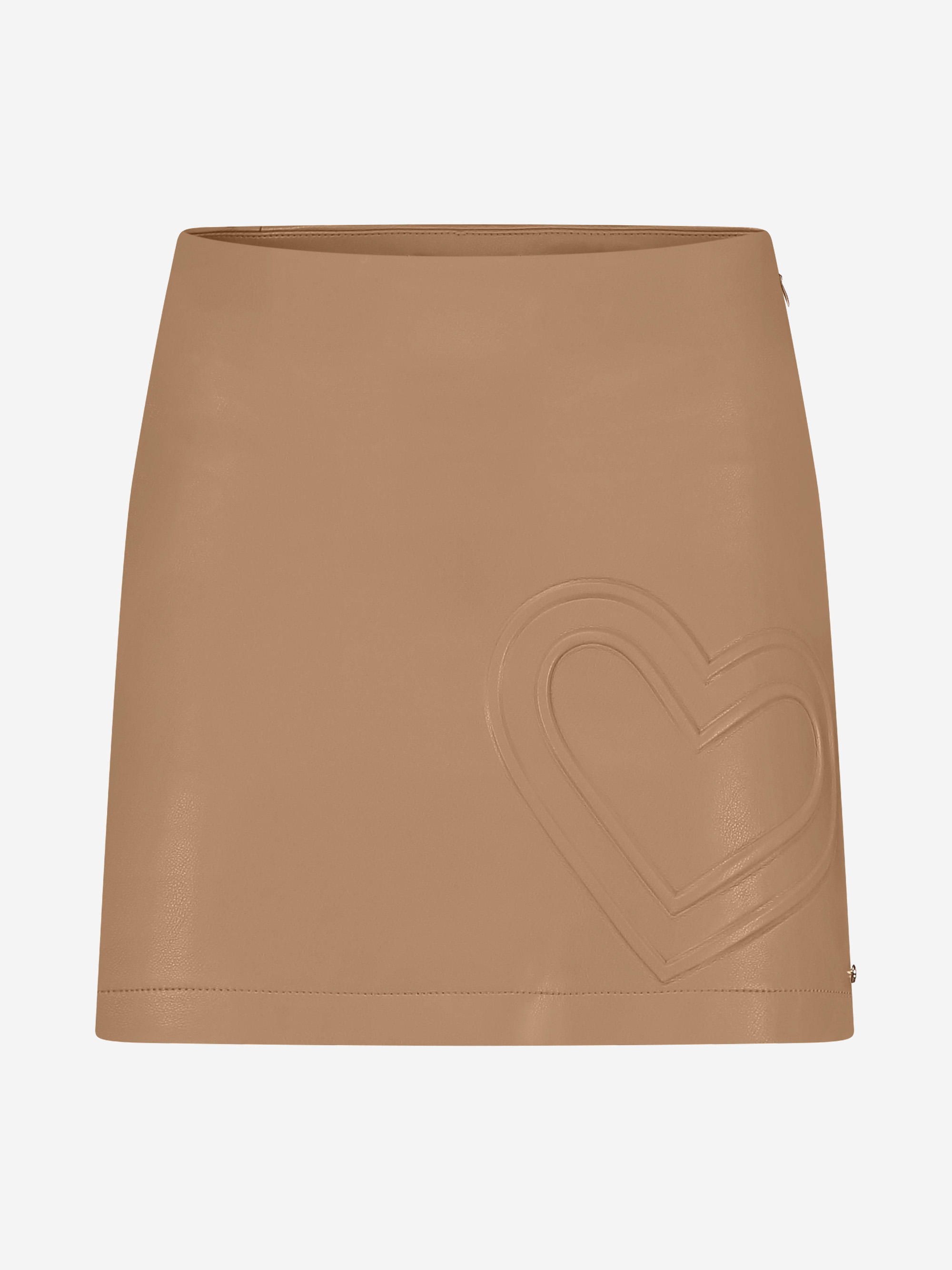 Short skort made of faux leather with heart detail