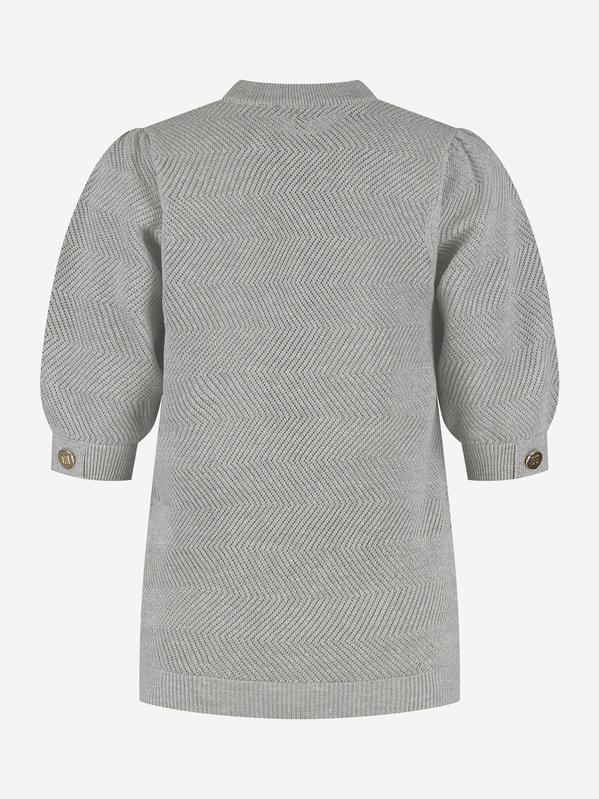 Ajour gebreide top met pofmouwen